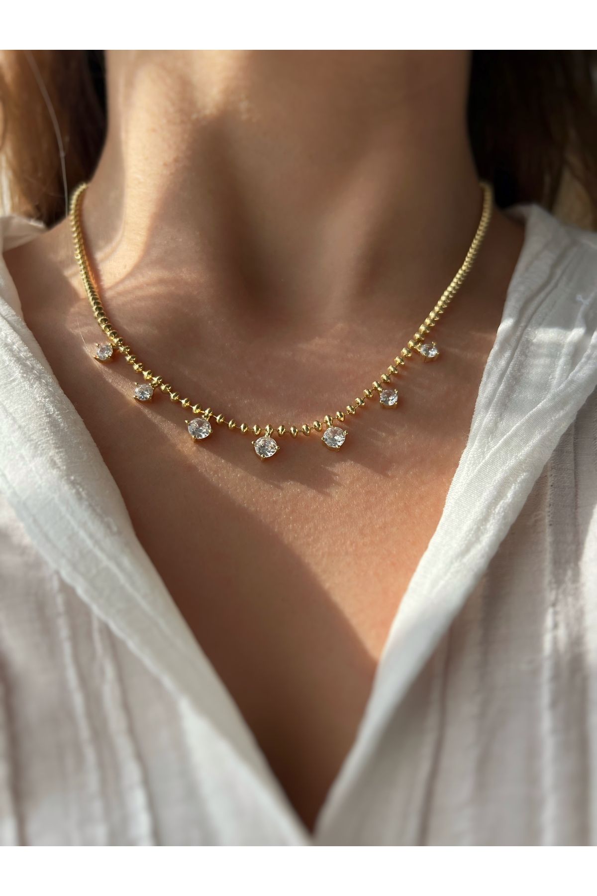 ToffyStore VIP DORİKA ZİNCİR TAŞLI ŞANS KOLYESİ