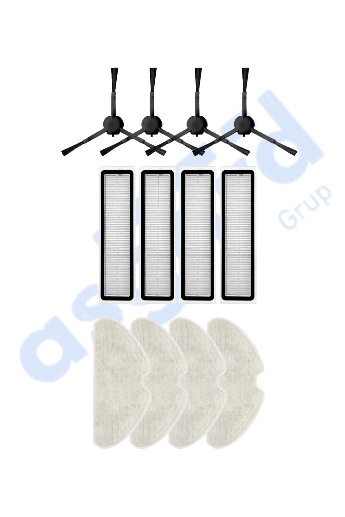Asgard Grup Dreame D10S, D10S PRO, D9 MAX GEN2 Uyumlu 4 Yan Fırça 4 Filtre 4 Mop