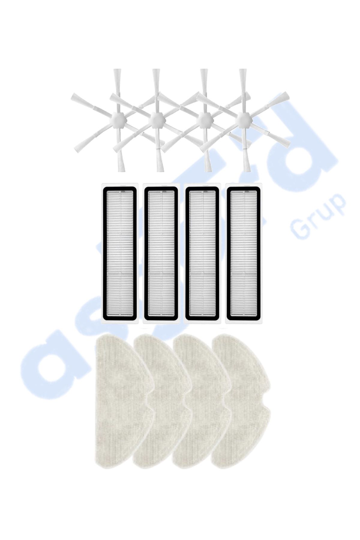 Asgard Grup Dreame D10S, D10S PRO, D9 MAX GEN2 Uyumlu 4 Yan Fırça 4 Filtre 4 Mop