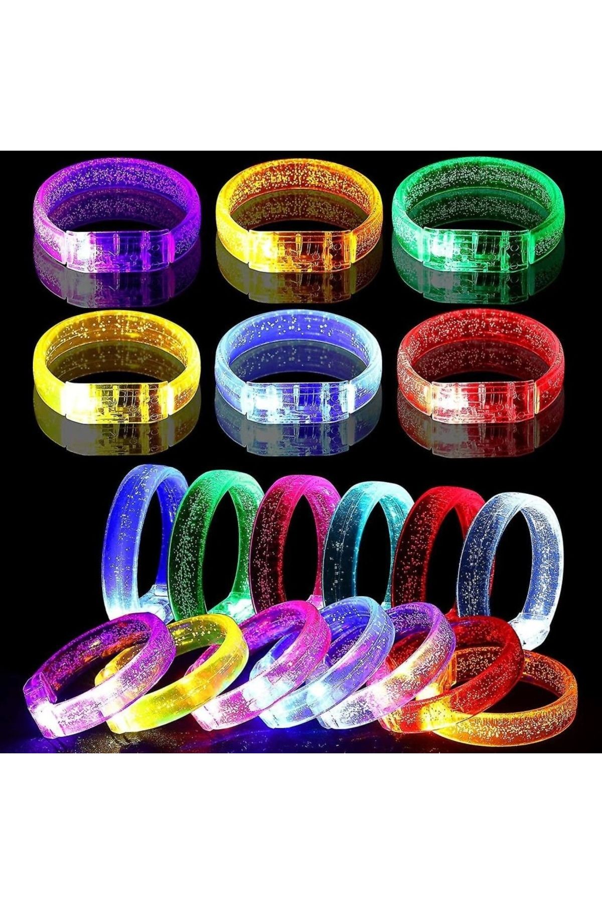 OurStyles Led Işıklı Pilli Işıklı Rengarenk Kalın Bileklik Işıklı Bilezik Karışık Renk 1 Adet