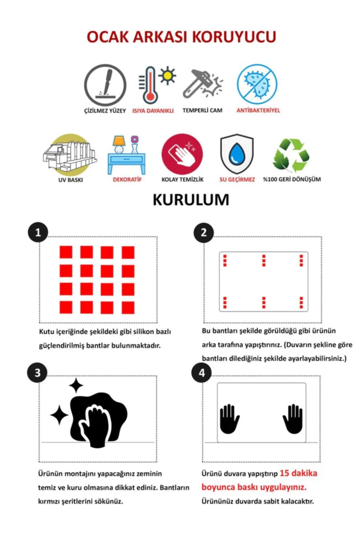 ASİL TİCARET Modern Tasarım Dijital Baskı Ocak Arkası 25