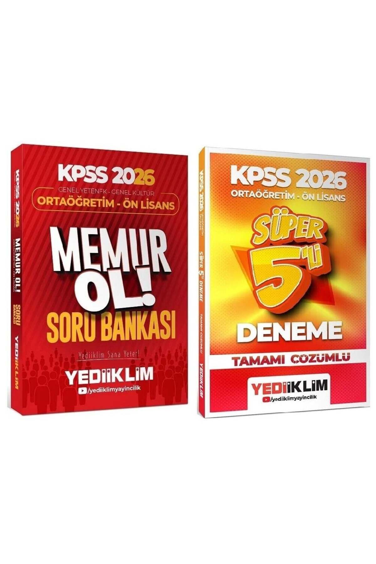 Garantör Akademi Yediiklim 2026 Bas. KPSS Lise Ön Lisans MEMUR OL Soru + 5 Deneme 2 li Set