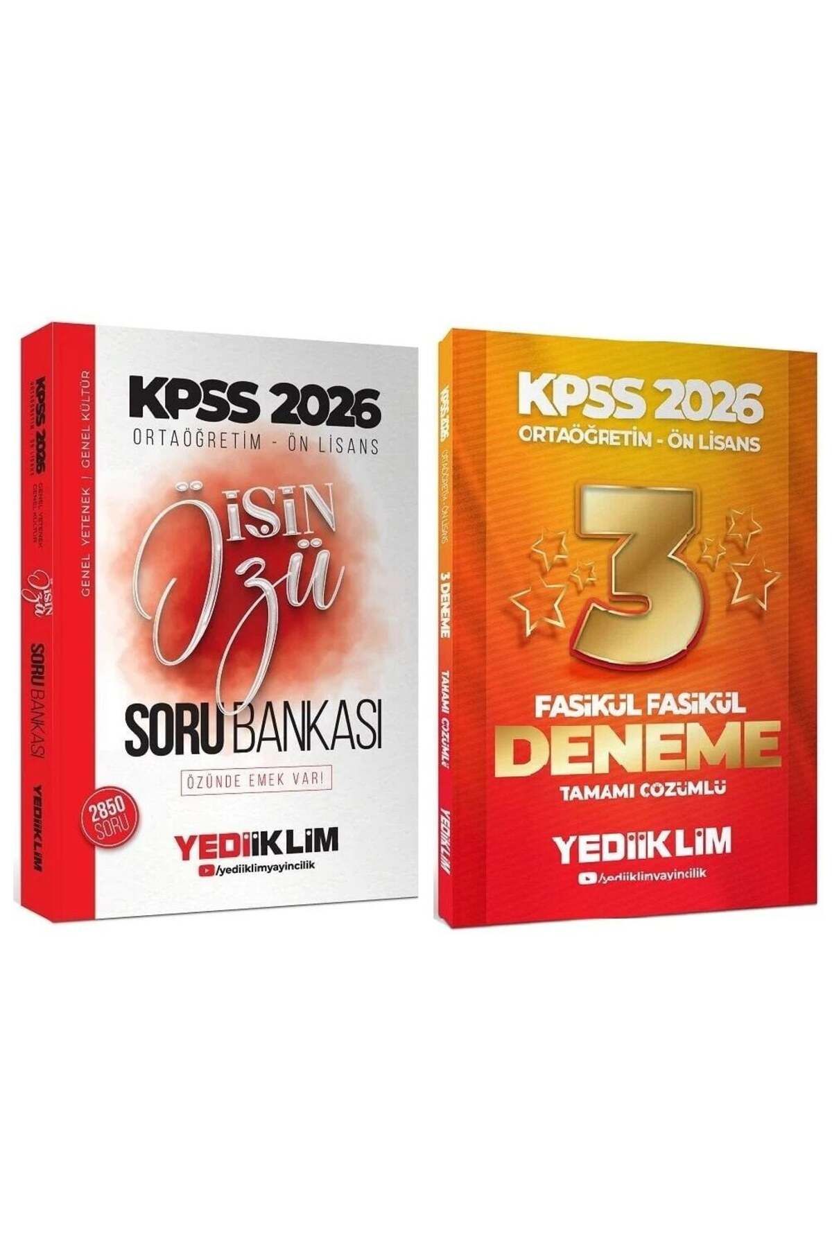 Garantör Akademi Yediiklim 2026 KPSS Lise Ortaöğretim Ön Lisans İşin Özü Soru Bankası + 3 Deneme 2 li Set