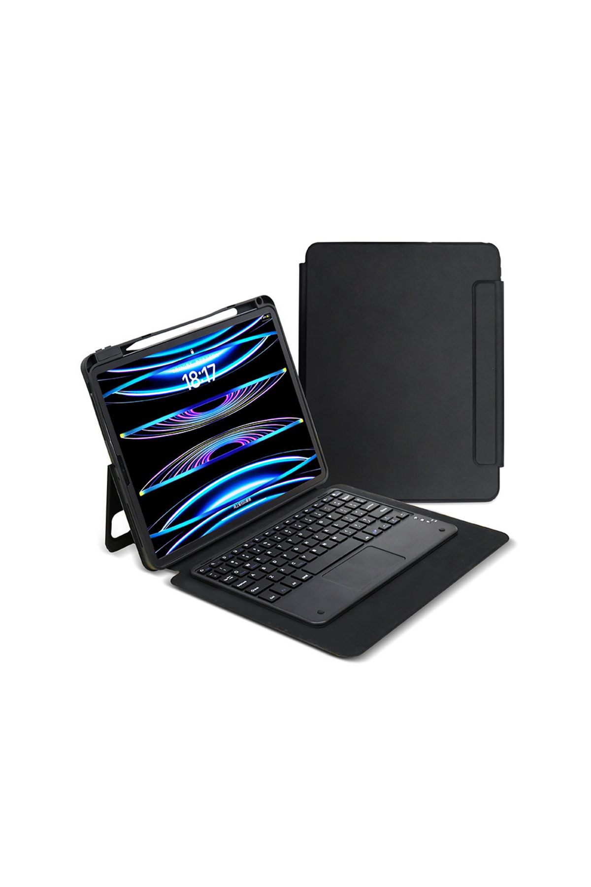 Teknodur iPad Pro 13 2024 TKDR Border Keyboard Bluetooh Bağlantılı Standlı Klavyeli Tablet Kılıfı - Siyah