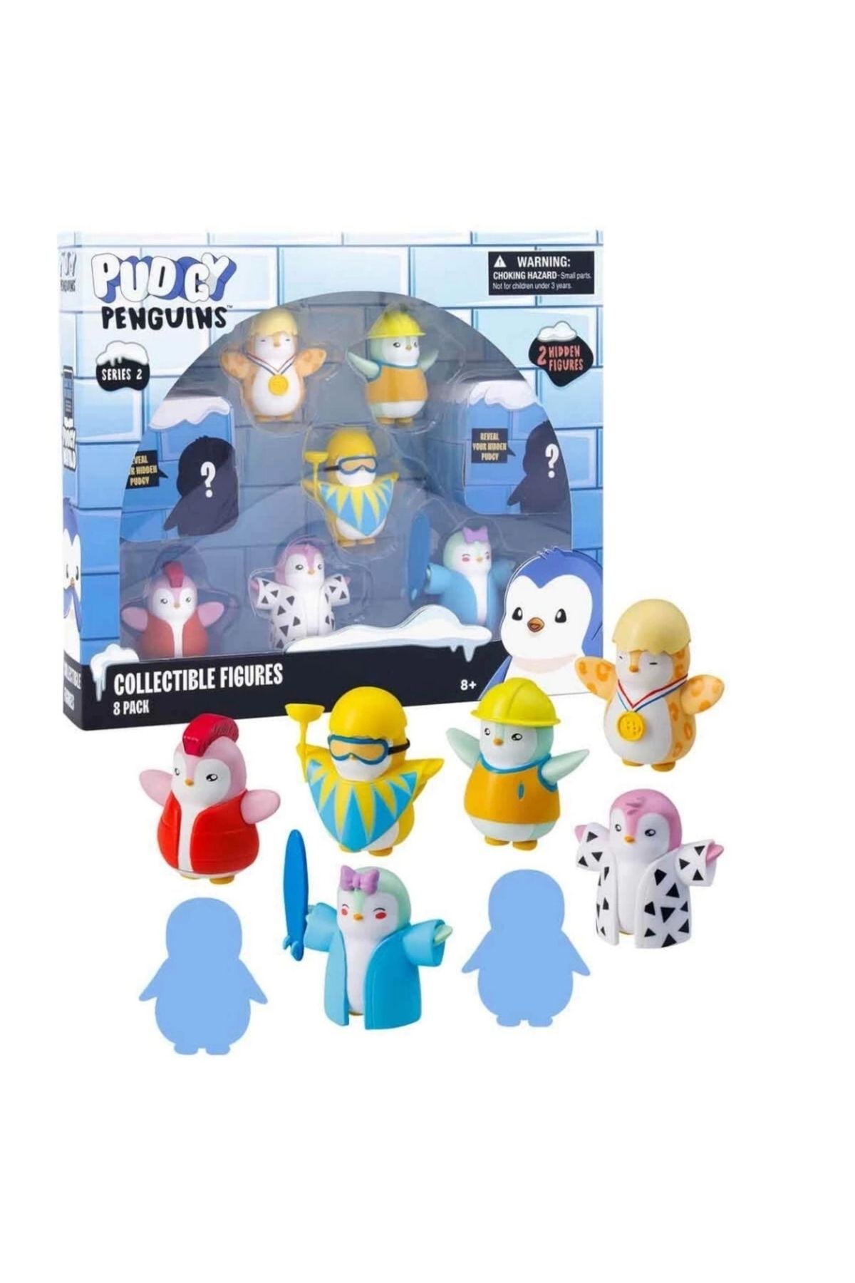 OurStyles Pudgy Penguins 8'li Figür Seti S2 Bayrak Tutan Penguenli Set