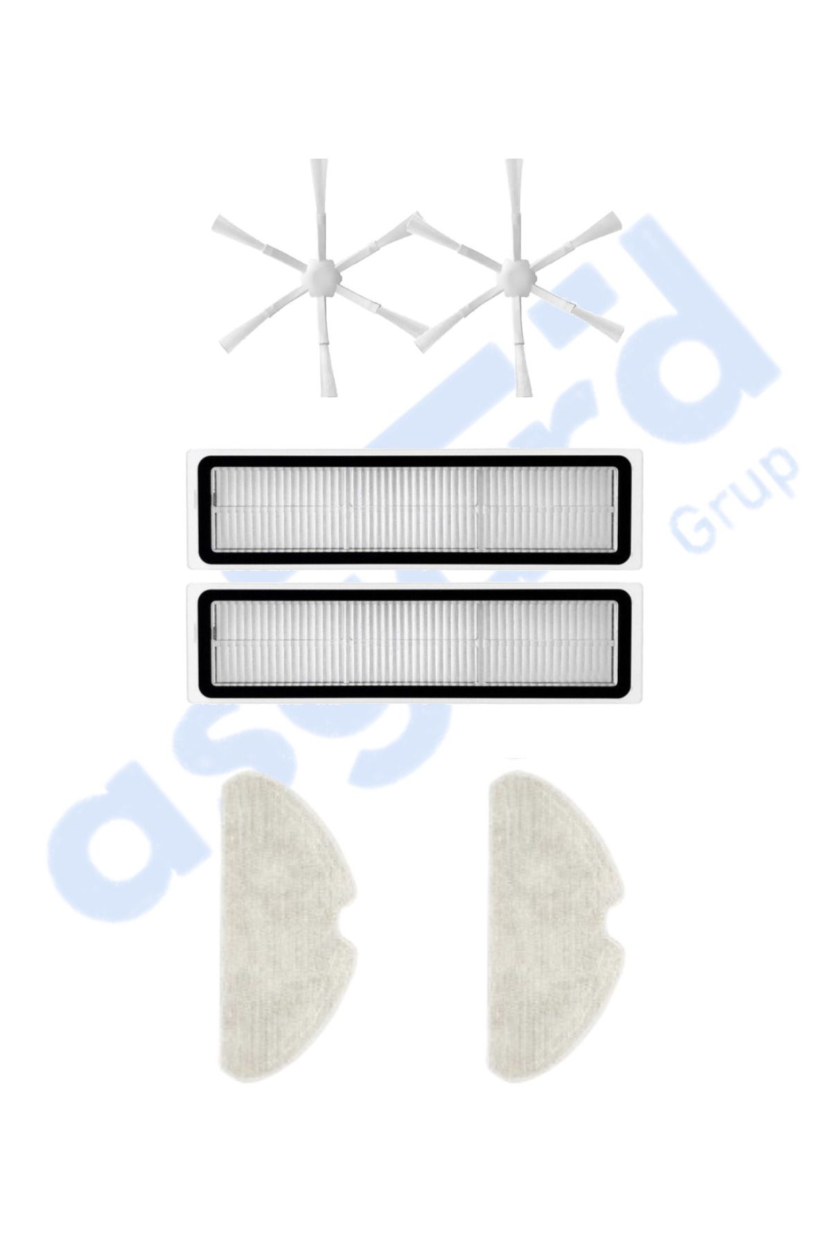 Asgard Grup Dreame D10S, D10S PRO, D9 MAX GEN2 Uyumlu 2 Yan Fırça 2 Filtre 2 Mop