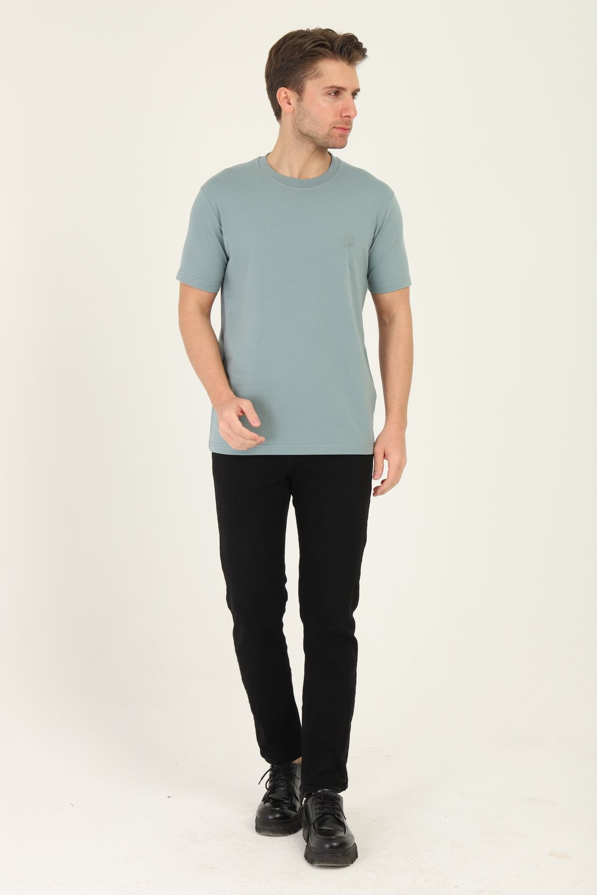 Mavi Soles Erkek Düz Bisiklet Yaka Esnep Pamuklu T-Shirt