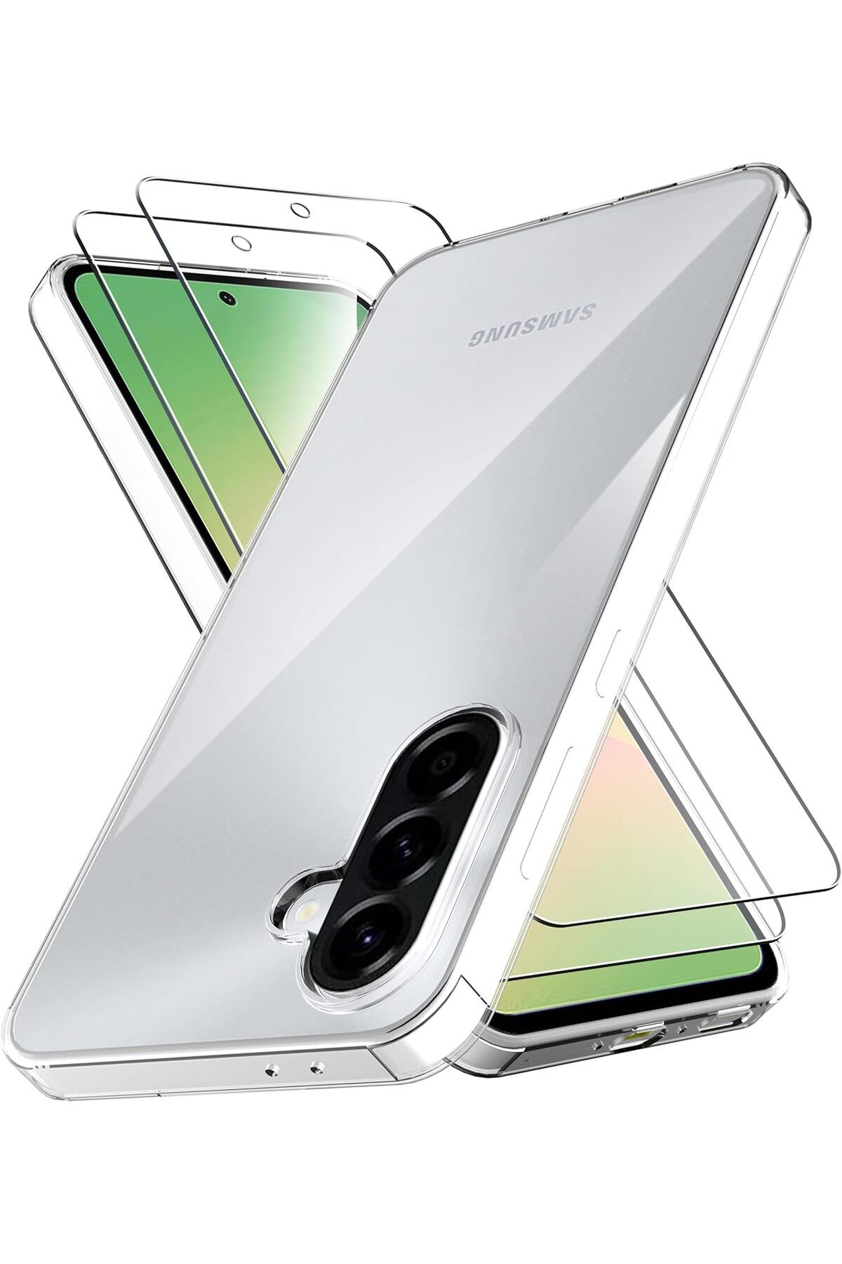 Leybaks Samsung Galaxy A16 Dayanıklı Kaymaz Şeffaf Silikon Kılıf ve Kolay Takılır Ekran Koruyucu