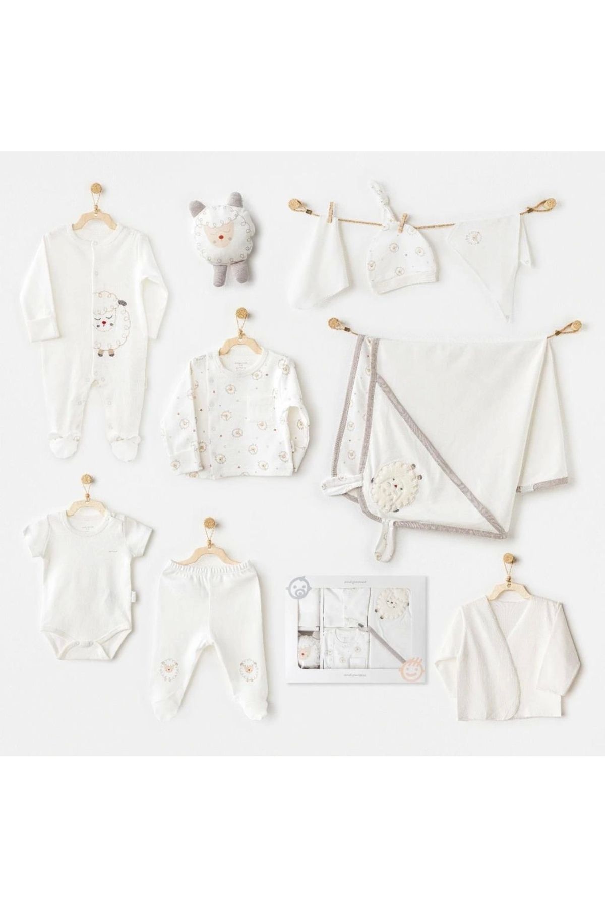 OurStyles Andywawa AC25561 Newborn Set Tinny Ships 10'Lu Hastane Çıkışı Ekru