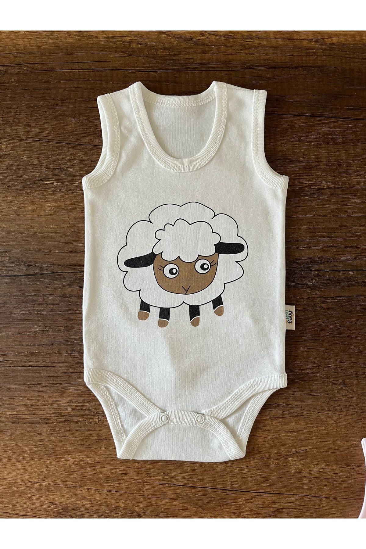 SHOPNEST 1 Adet Kolsuz Bebek Badi Body Zıbın Alttan Çıtçıtlı Bisiklet Yaka Yenidoğan Kuzu Desen