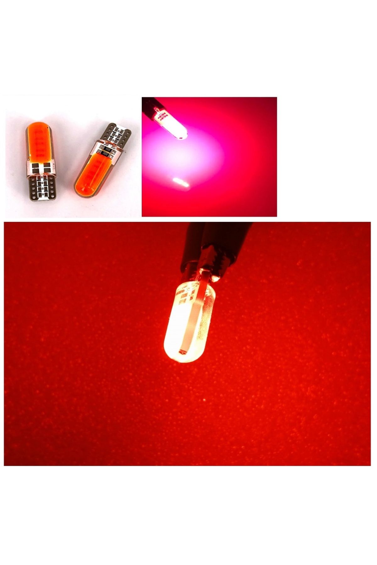 orco ( 4 XADET ) 1 SET PROFESSIONAL T10 LED RED T10 LED DİPSİZ AMPUL 12 SMD CHIP SERİ KIRMIZI