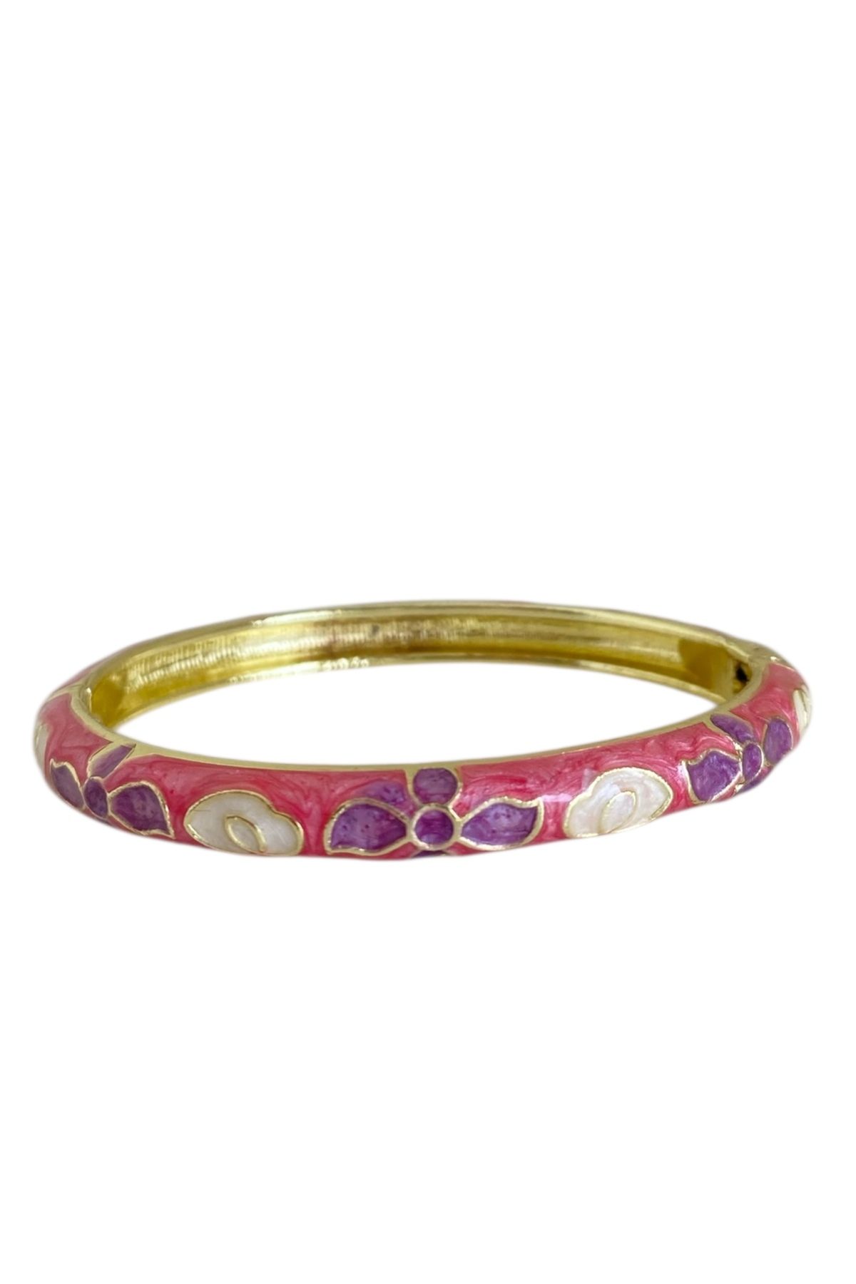 Vadısh store Lilly Pembe & Mor Mineli Kelepçeli Gold Bilezik
