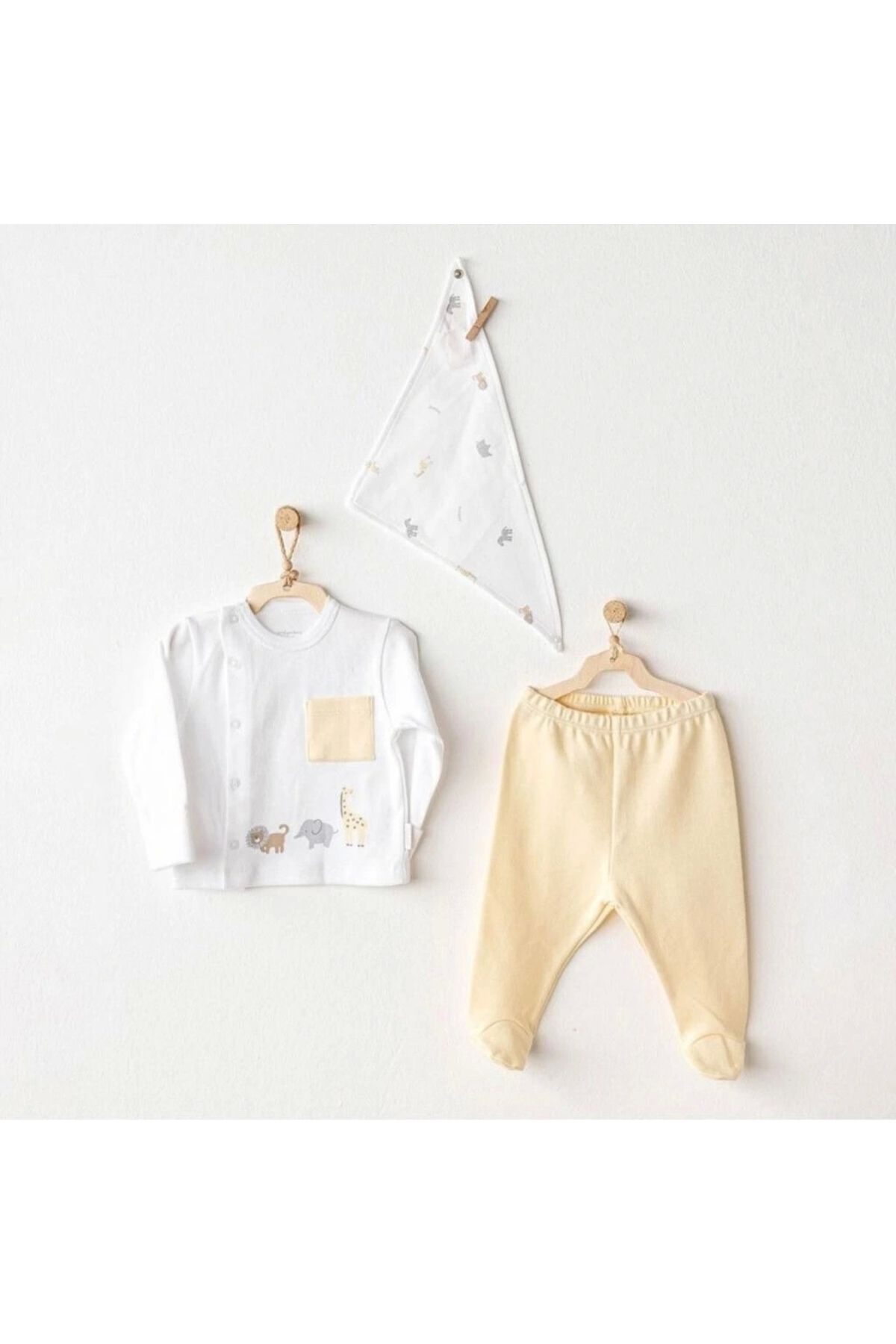 OurStyles Andywawa AC25807 Side Snap Set Little King 3'Lü Zıbın Set Yellow