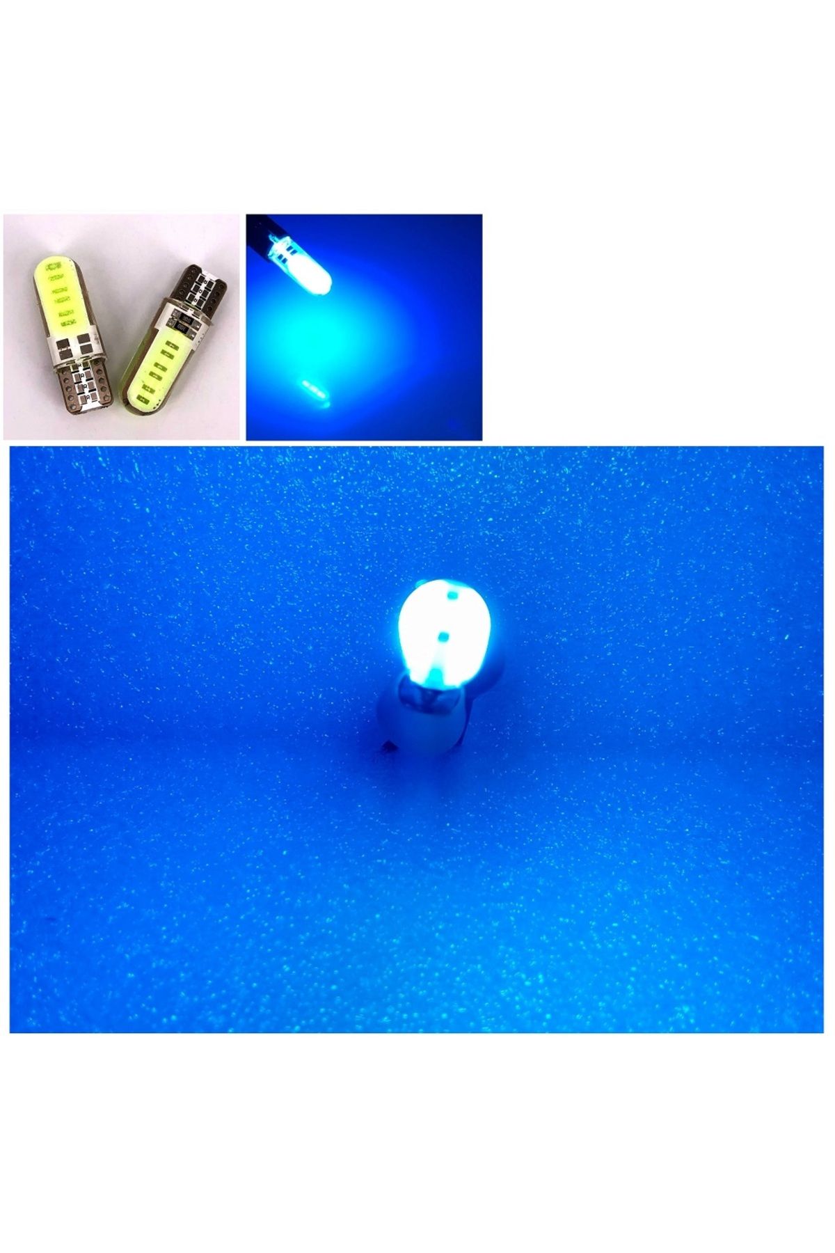 orco ( 4 X ADET ) 1 SET PROFESSIONAL T10 LED ICE BLUE T10 LED DİPSİZ AMPUL 12 SMD CHIP SERİ BUZ MAVİ
