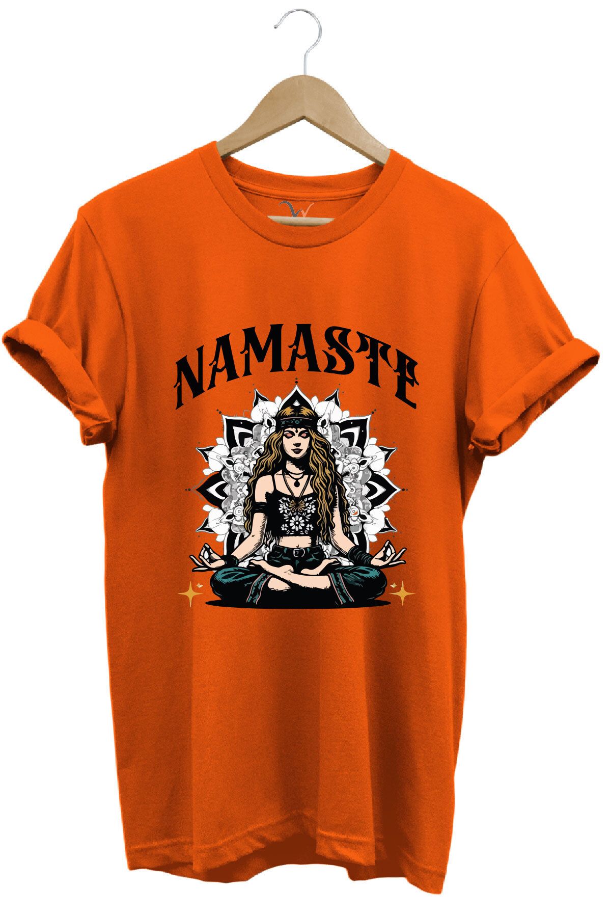 onsrawear Namaste Yoga Meditasyon Desenli Unisex %100 Pamuk Basic T-shirt
