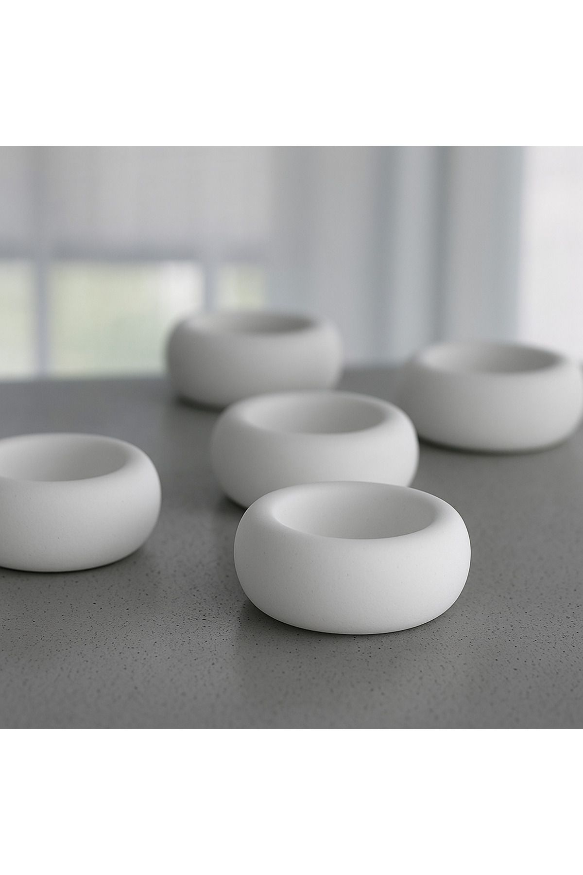 ERSE HOME 2li Beyaz Renk Beton Yuvarlak Beton Tealight Mumluk – Modern Minimal Tasarım