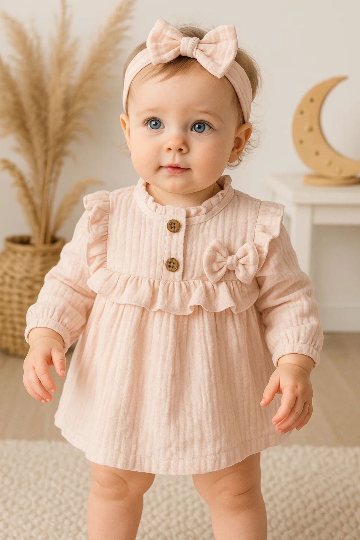 Babydonat Fırfırlı Bandalı Elbise Kız Bebek Elbise