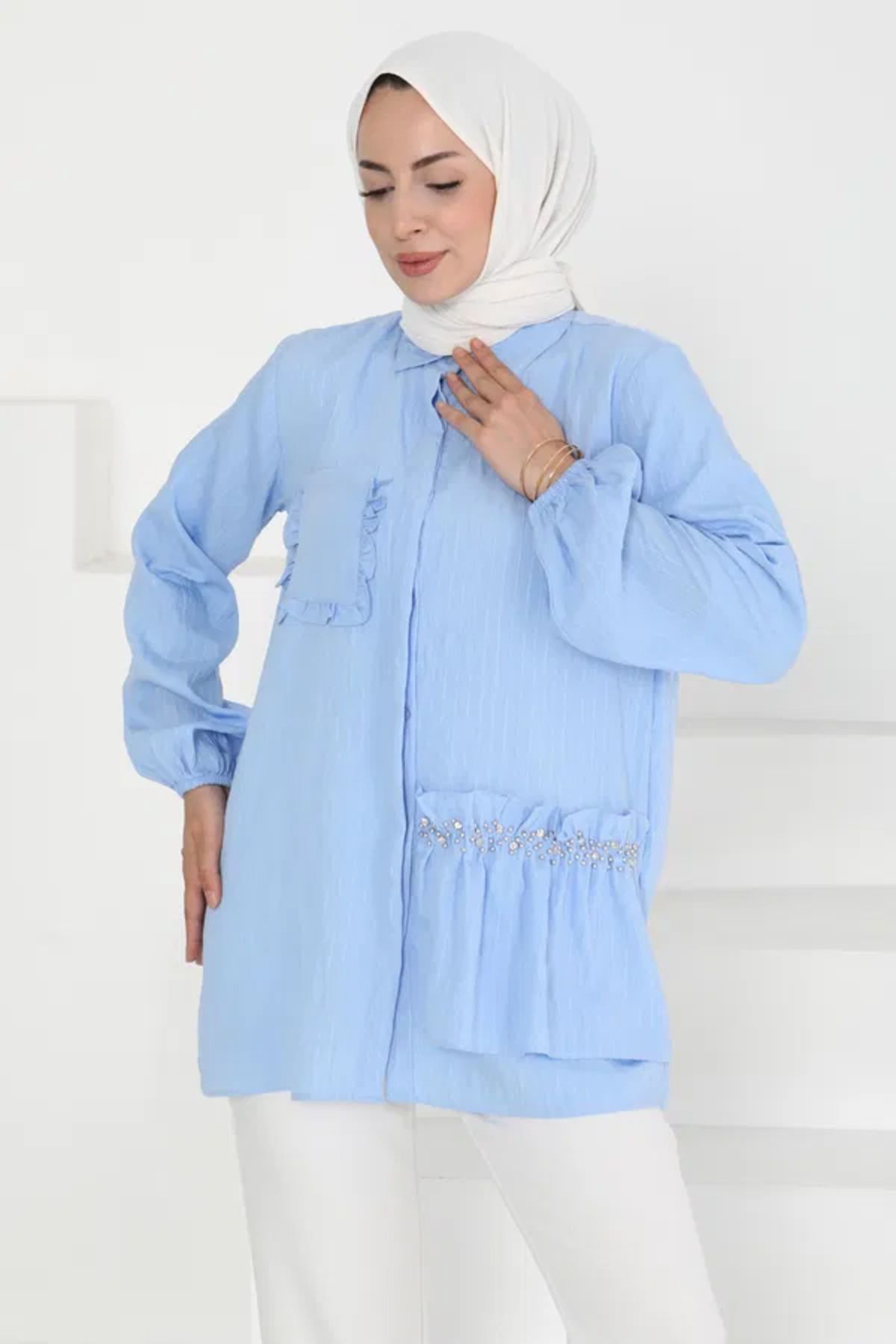 Butik Cep Taş Detaylı Tunik