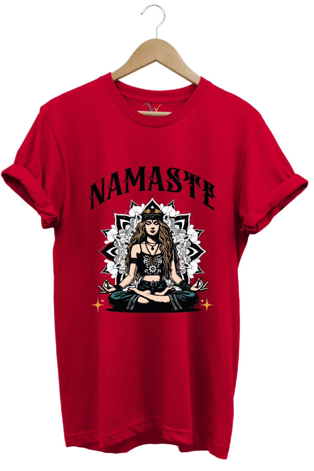 onsrawear Namaste Yoga Meditasyon Desenli Unisex %100 Pamuk Basic T-shirt