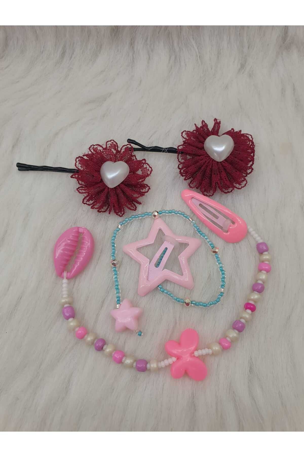 HAPPY HANDMADE KOPYA - 4lü Toka Seti/saç Boncuğu/cocuk Hediye