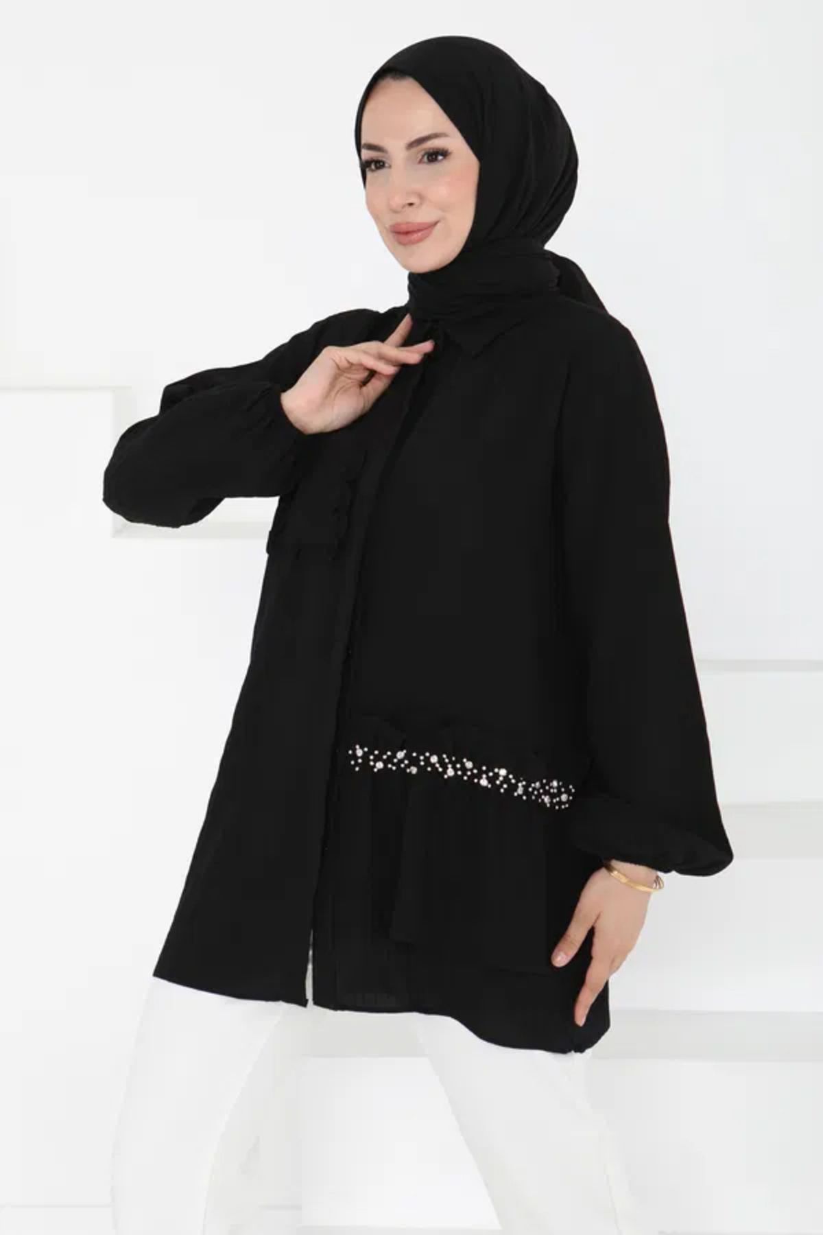 Butik Cep Taş Detaylı Tunik