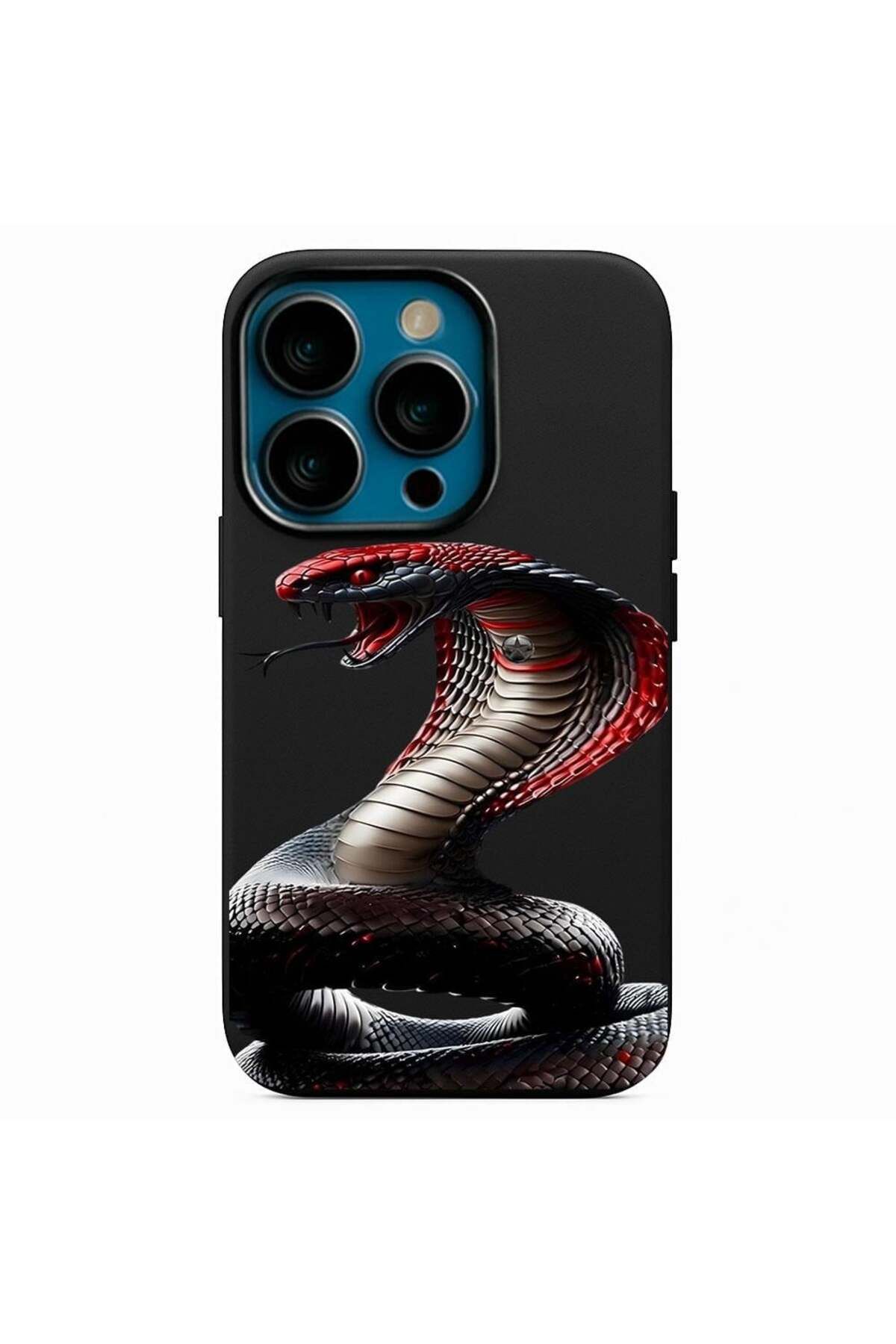 DEMİNA iPhone 14 Pro Max Uyumlu Yılan Tasarım Baskılı Lansman Kılıf