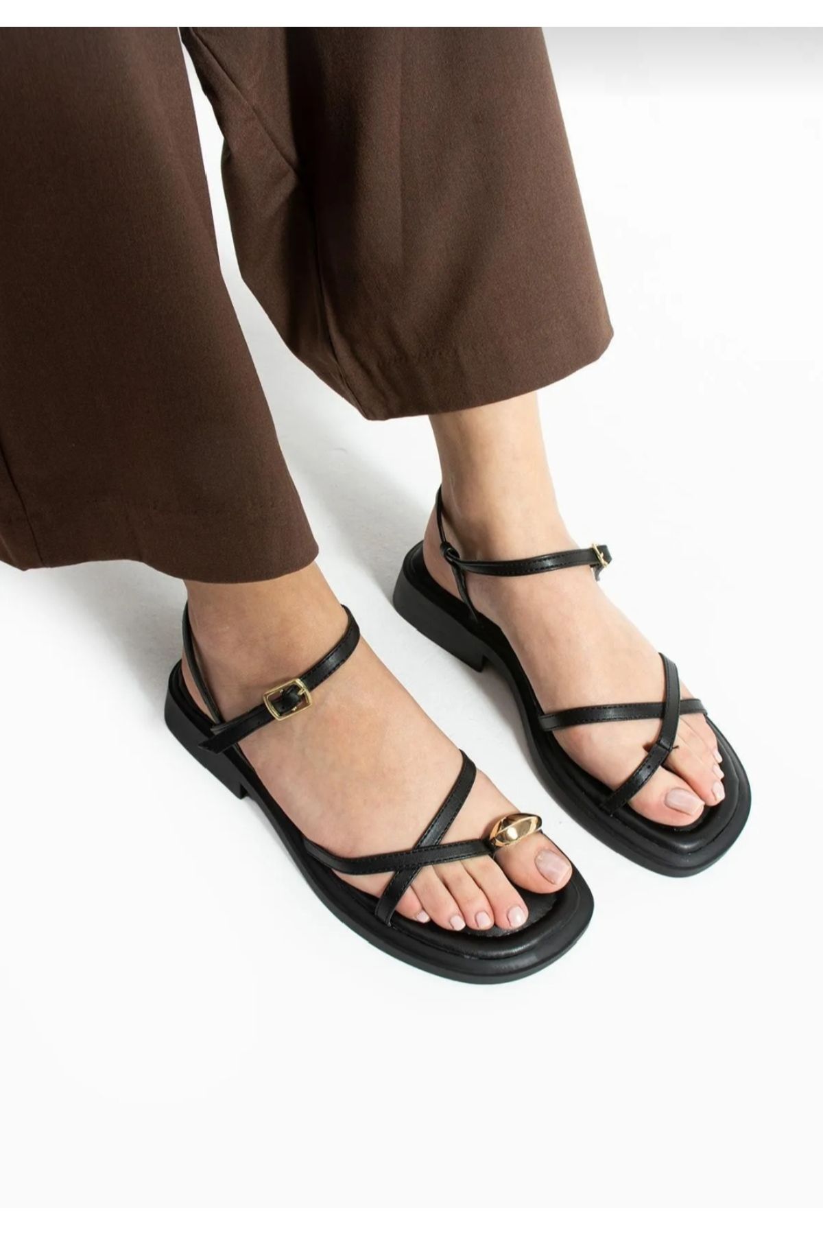 MyLina Shoes GOLD YÜZÜK DETAYLI KADIN SANDALET