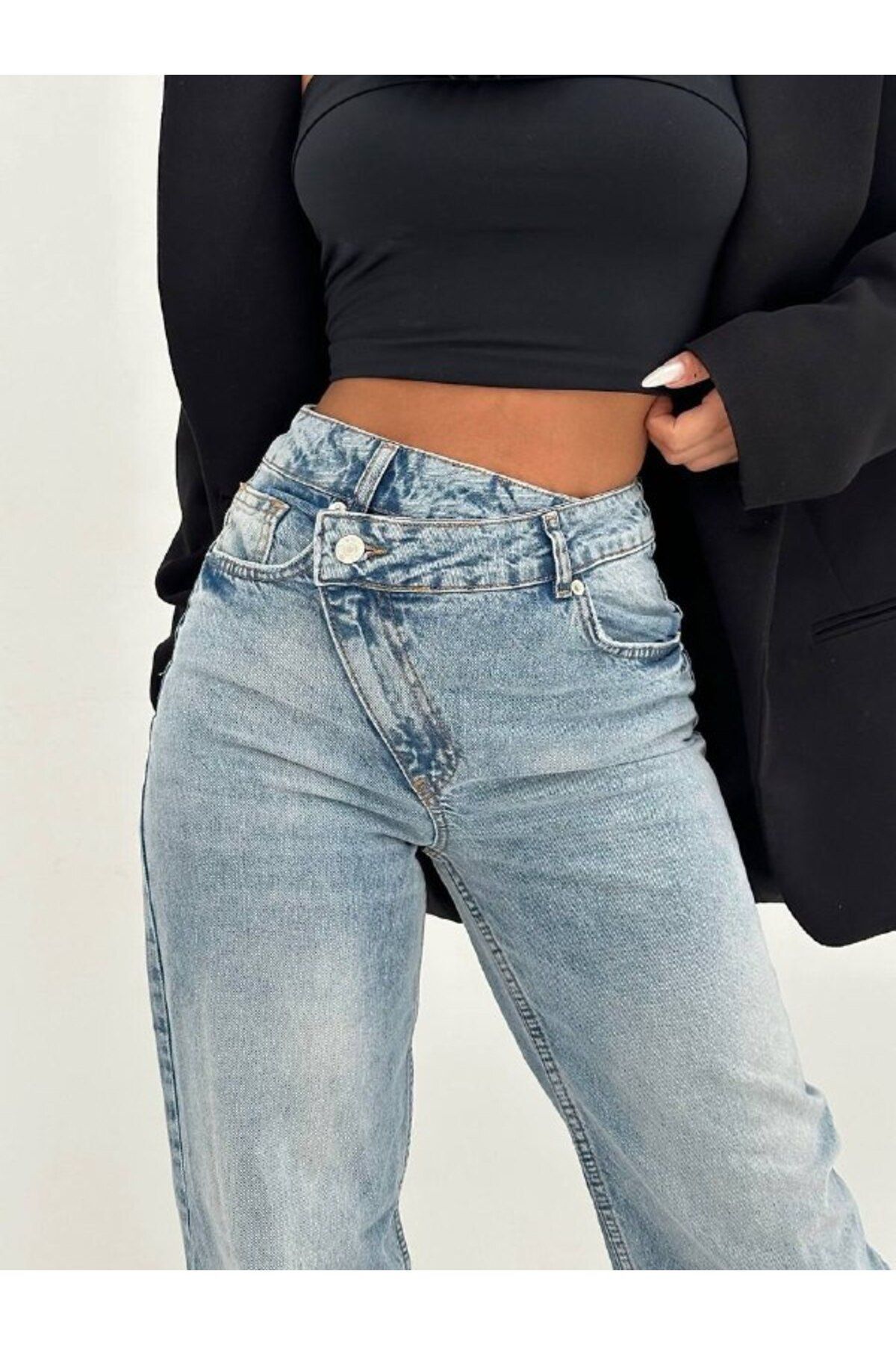DENİKK TREND ÖZEL TASARIM BOL PAÇA RAHAT KALIP BAGGY PALAZZO DENİM JEAN PANTOLON