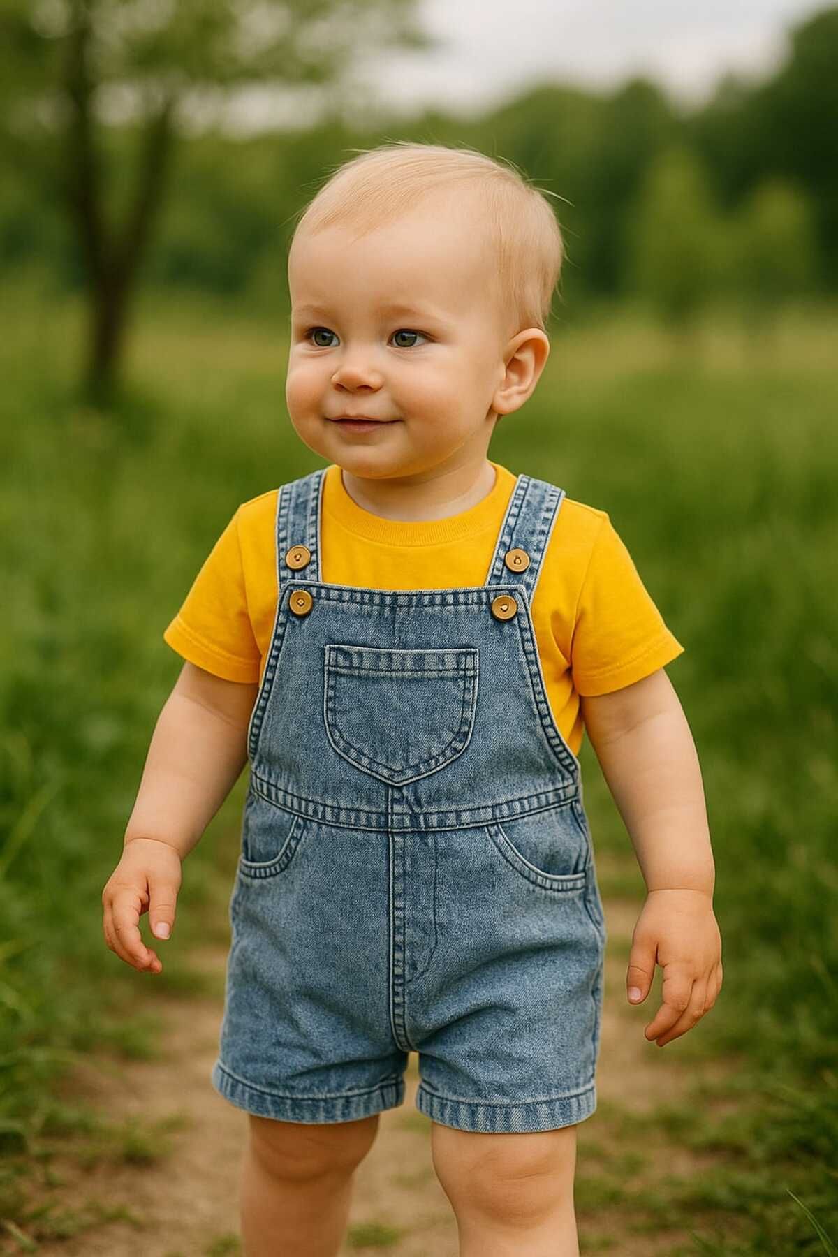 Lino Baby Kot Salopet Likralı Omuzdan Çıtçıtlı Badi Kanguru Cep Yazlık Erkek Bebek Takım