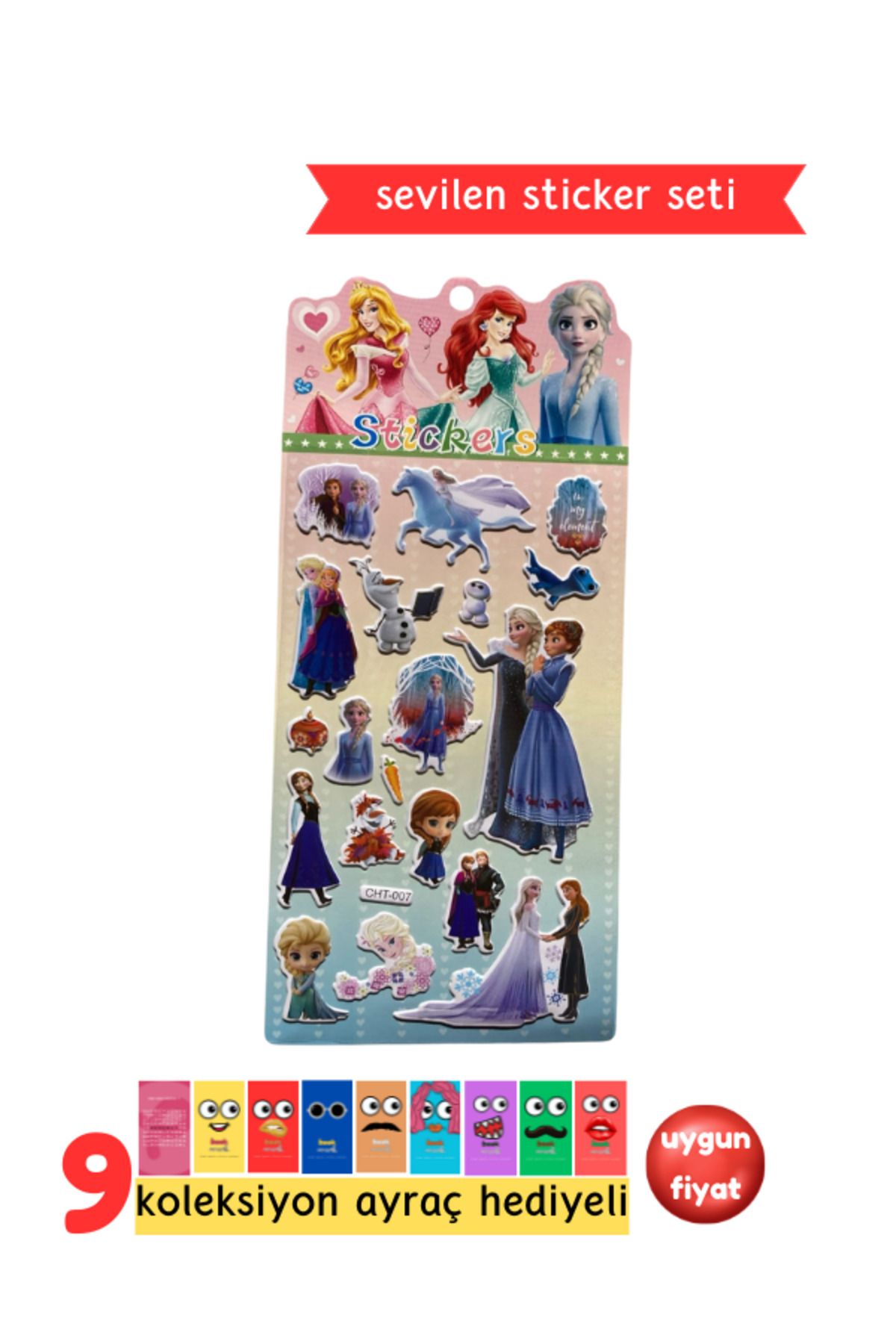 Pembe Pasaj Elsa Sticker - Karlar Kraliçesi Sticker - Kız Çocuklar İçin Kabartmalı Sticker Etiket