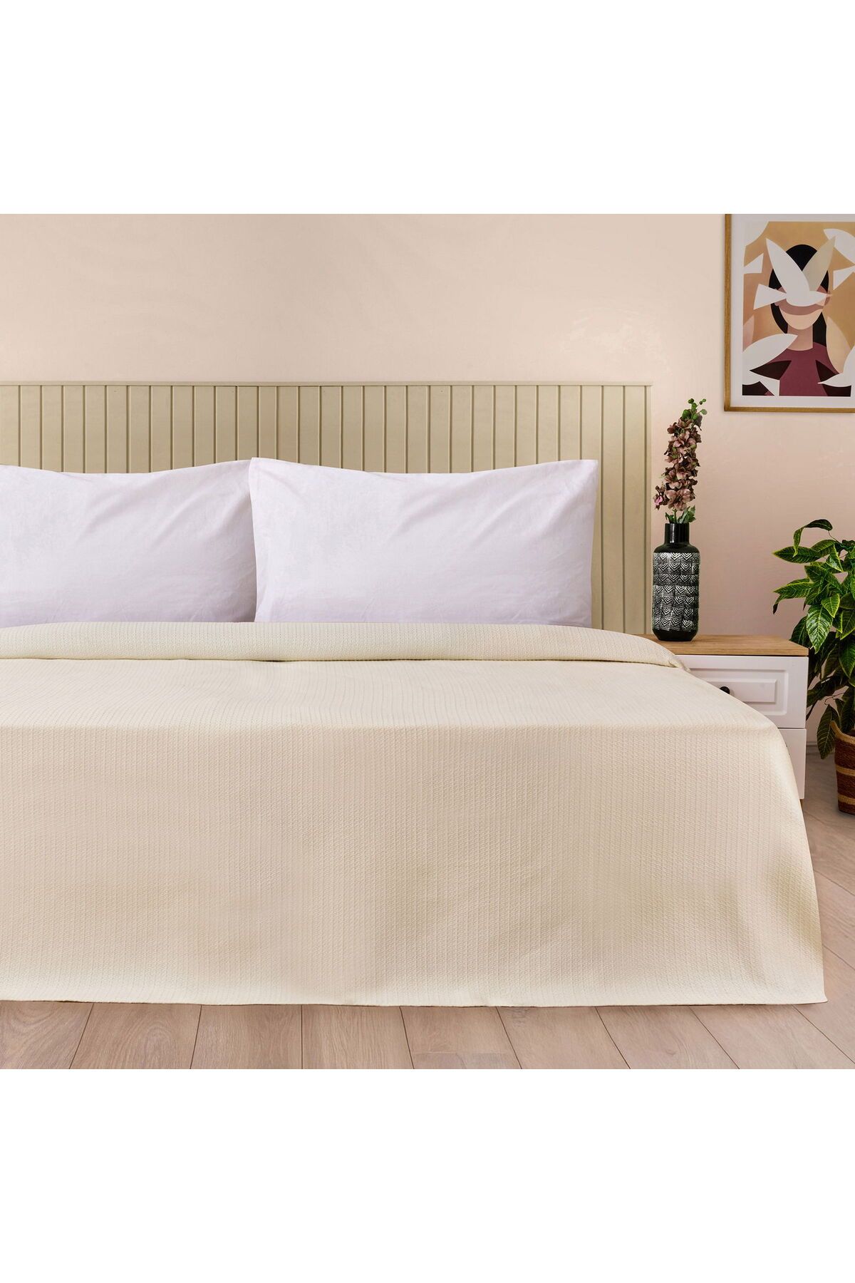 ASPARTAM Luna Çift Kişilik Pike - Krem - 200x220 cm