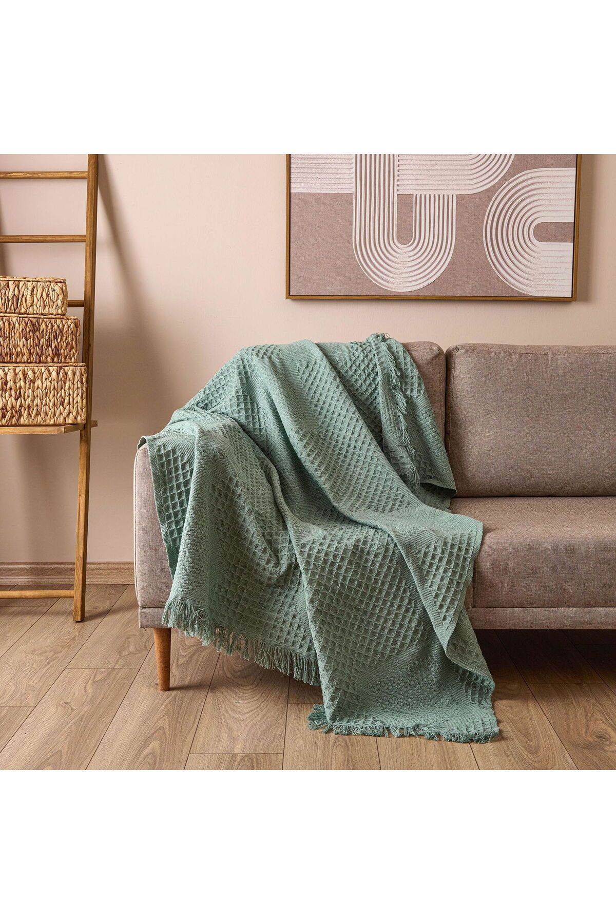MATMEL Yün Waffle TV Battaniyesi - Yeşil - 130x170 cm