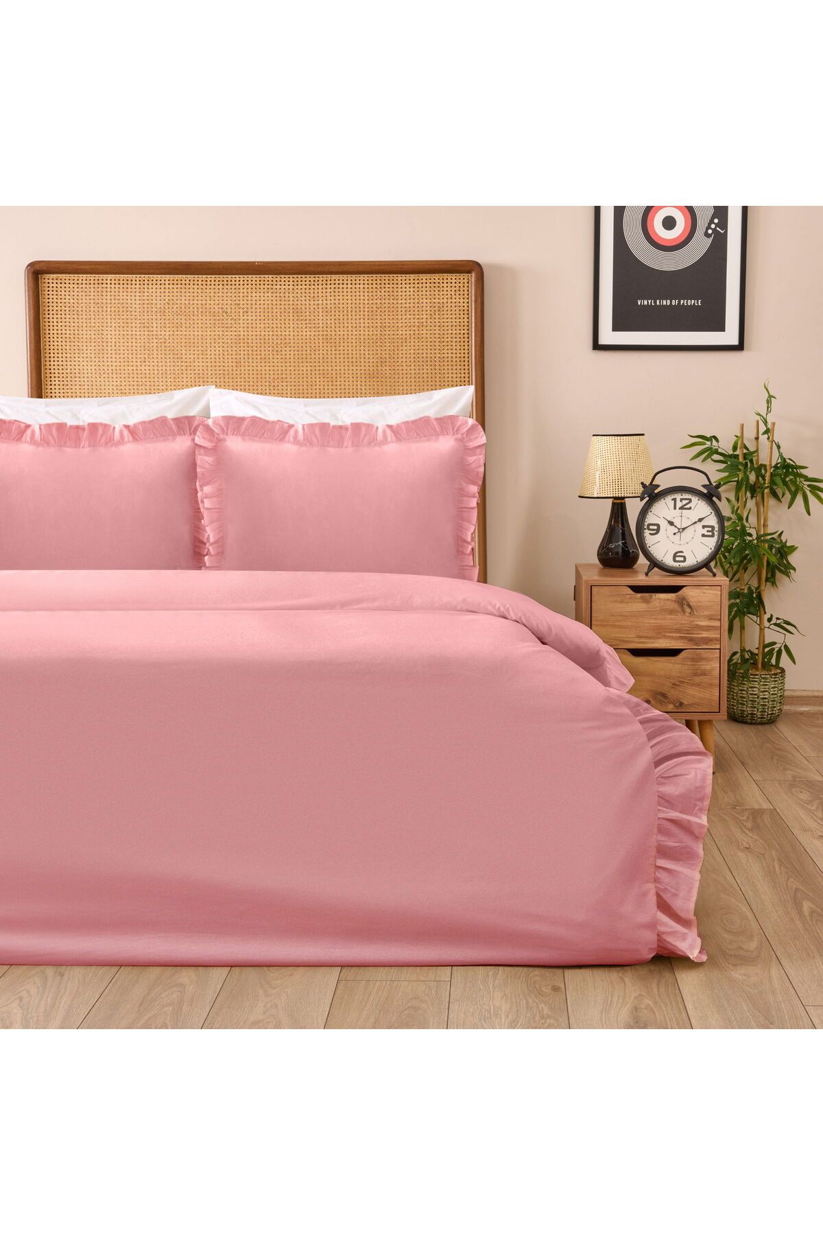 ASPARTAM Fırfırlı Çift Kişilik Nevresim Takımı - Pembe