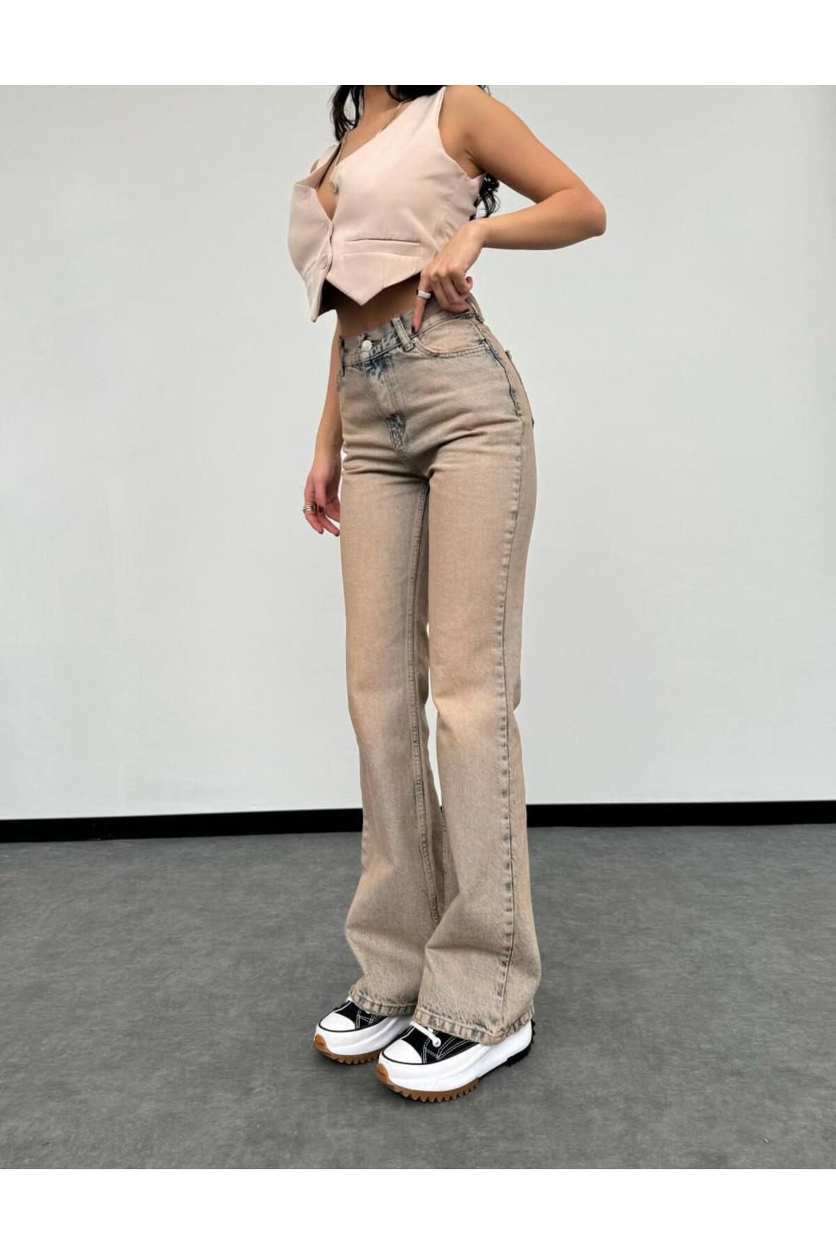 DENİKK TREND ÖZEL TASARIM BOL PAÇA RAHAT KALIP BAGGY PALAZZO DENİM JEAN PANTOLON