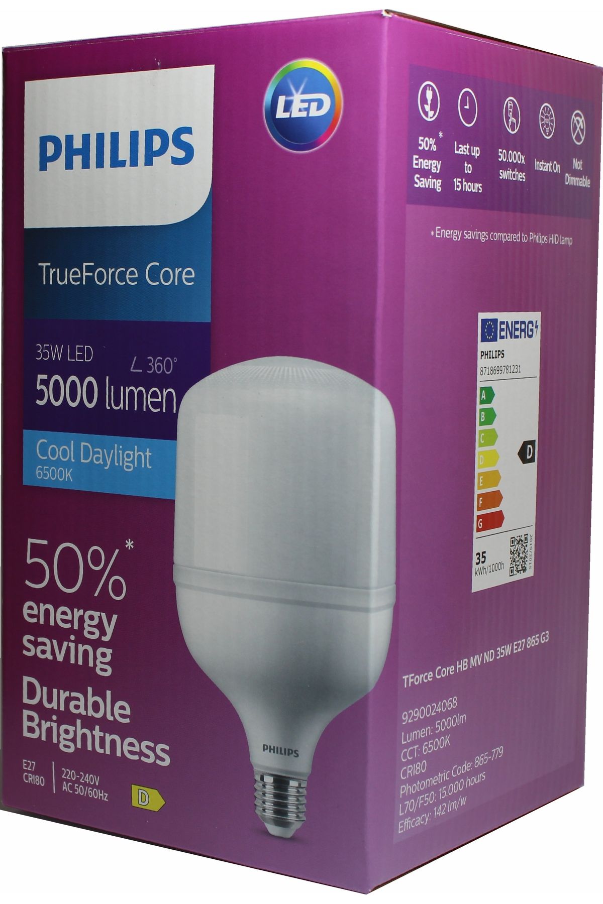 Philips 35W TFORCE BÜYÜK BOY BEYAZ RENK LED AMPÜL YÜKSEK IŞIK 19,3*11,8 CM
