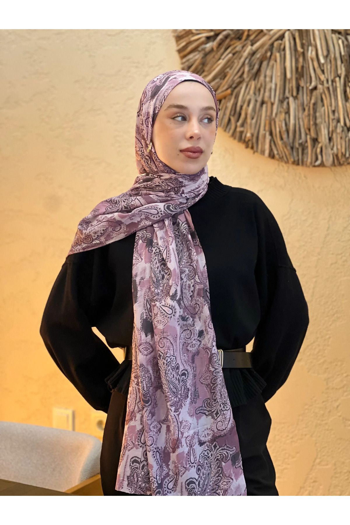 MARDİYE OFFİCİAL Etnik Desen Pamuk Bambu Şal