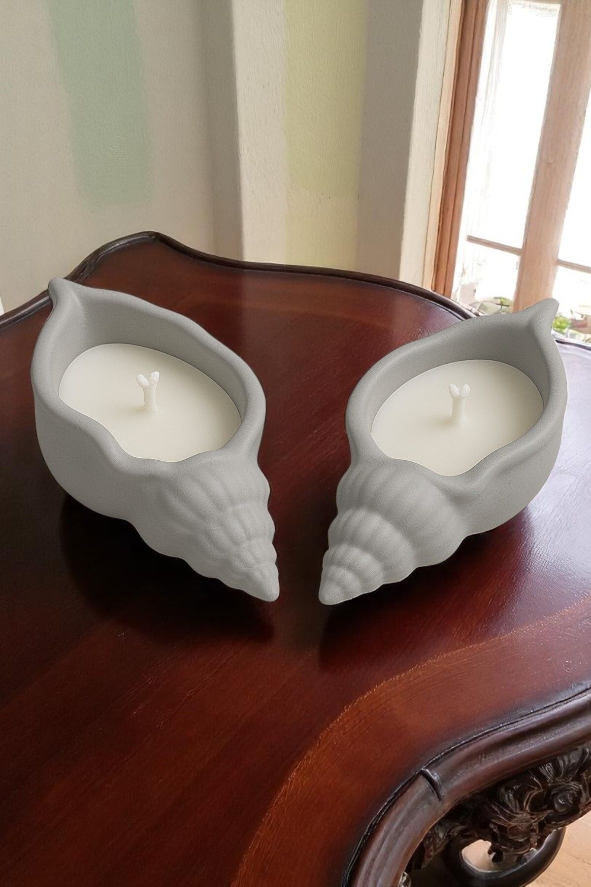 ERSE HOME 2’li Gri Renk Beton İstiridye Seti
