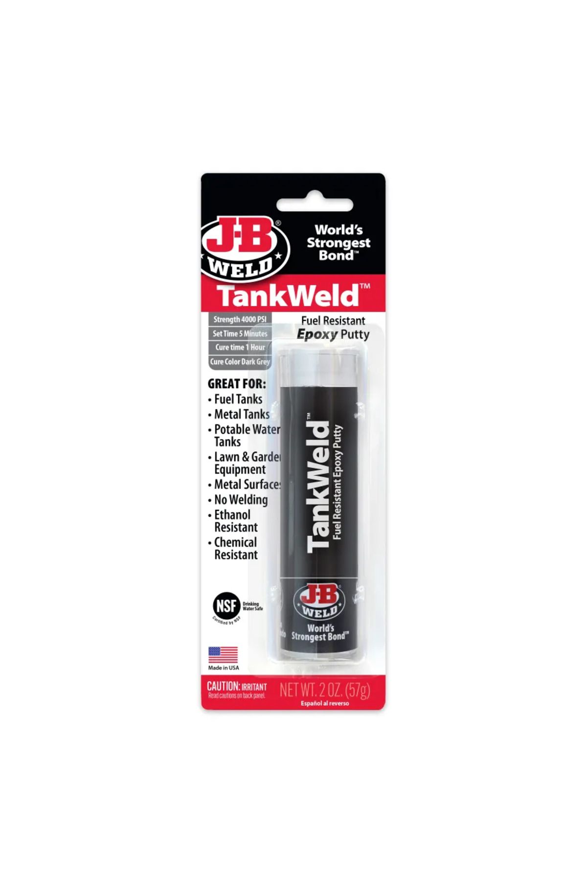 JB Weld TankWeld™ Epoksi Macun - 2 oz Çelik Takviyeli Hızlı Metal Yapıştırıcı Epoksi Macun