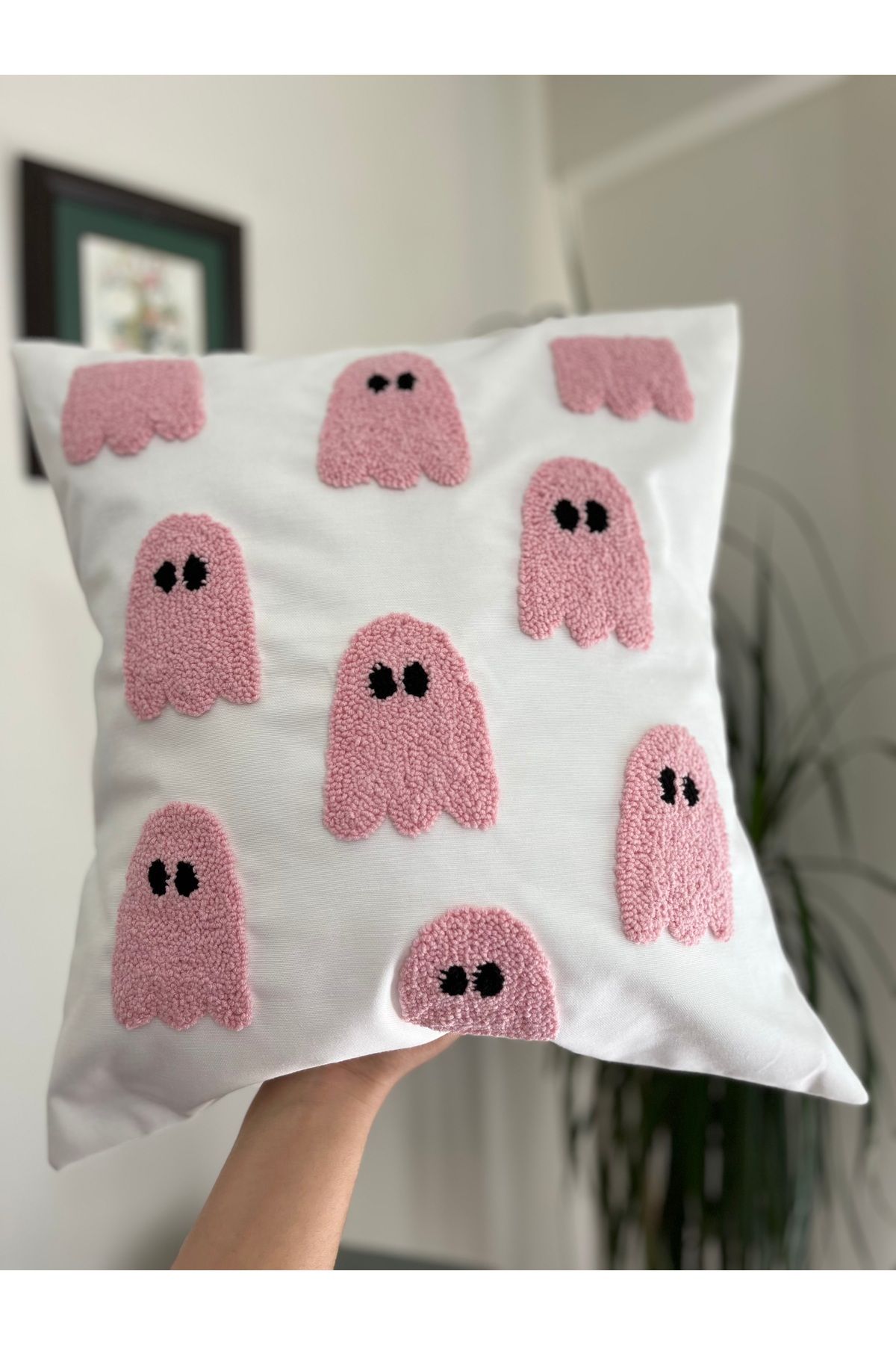 Buse çınar home design Çoçuk odası salon dekorasyon Bulut desen punch işlemeli kırlent kılıfı