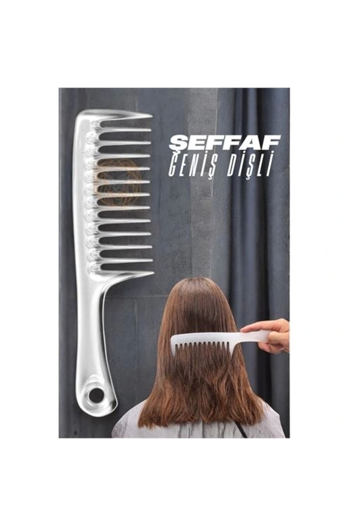 OurStyles Geniş Dişli Kristal Şeffaf Masaj Etkili Saç Açma Tarağı