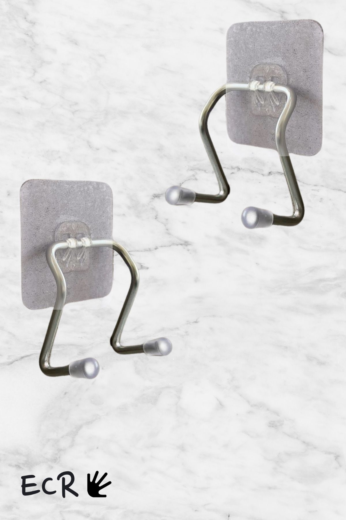 eldiven matik Yapışkanlı Çift Kancalı Banyo Mutfak Askısı Metal Askılık Duvar Askı Organizer