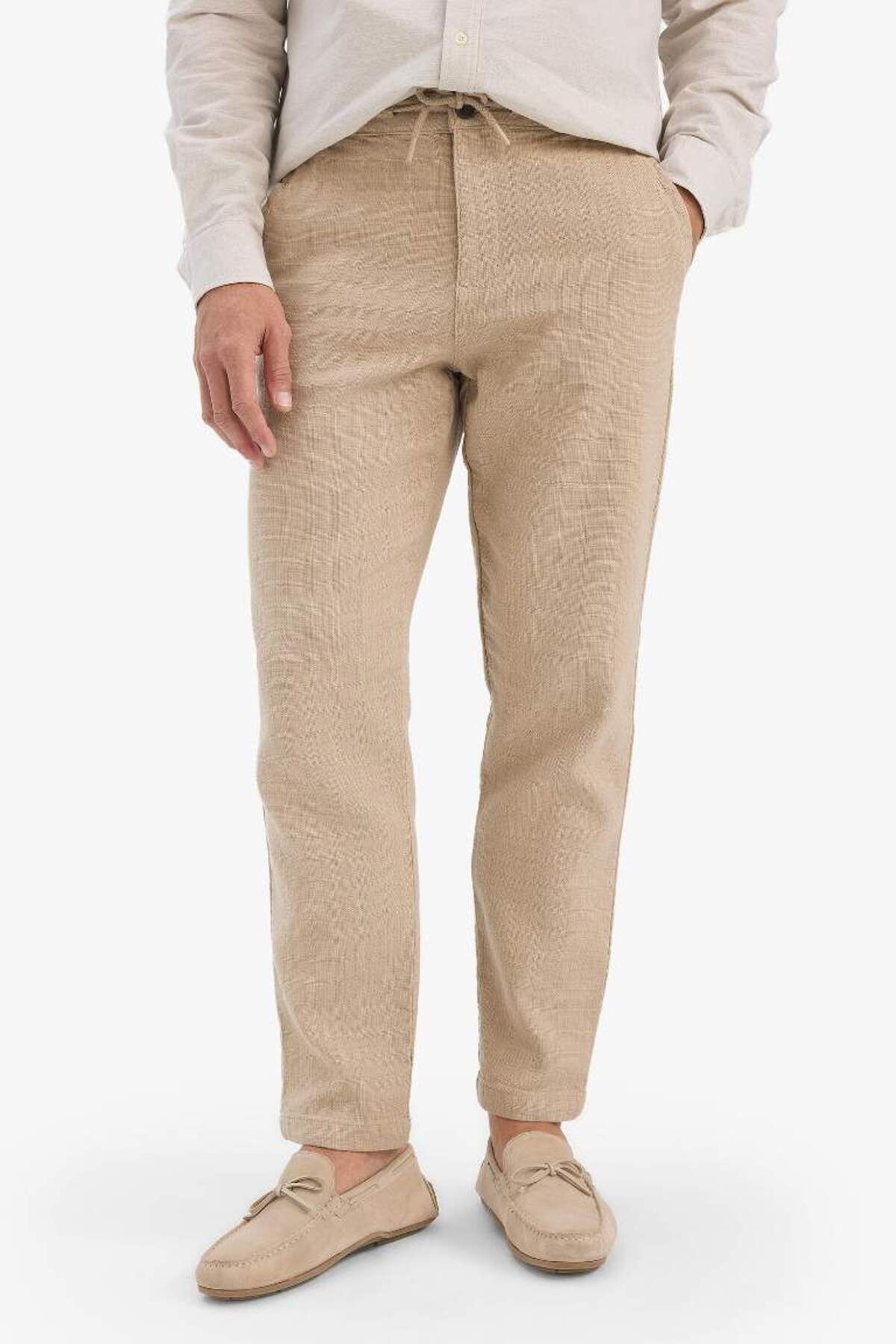 DeFacto Yeni Sezon %100 Pamuk Yazlık Jogger Pantolon Regular Fit Normal Kesim Keten Görünümlü