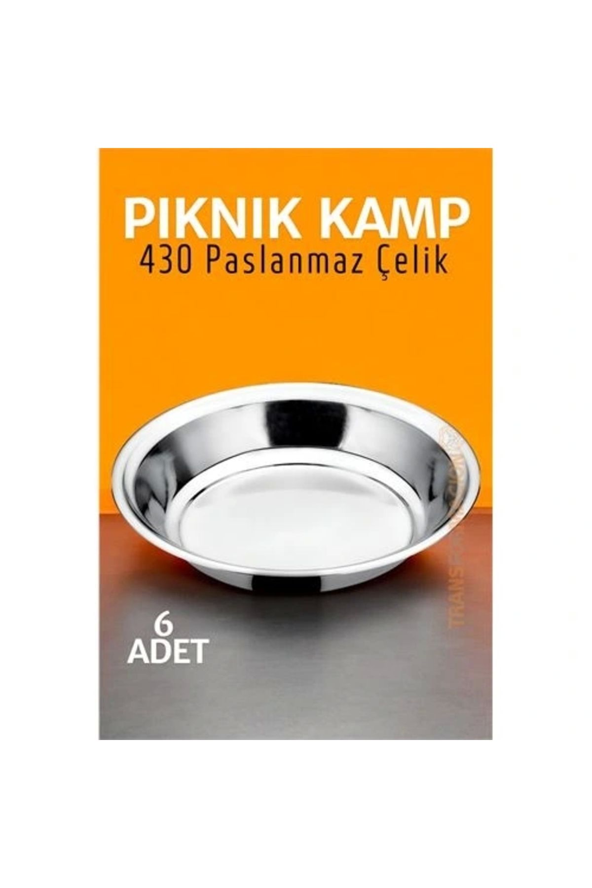 OurStyles Paslanmaz Çelik Tabak Seti Kamp Piknik Tabağı 6 ADET