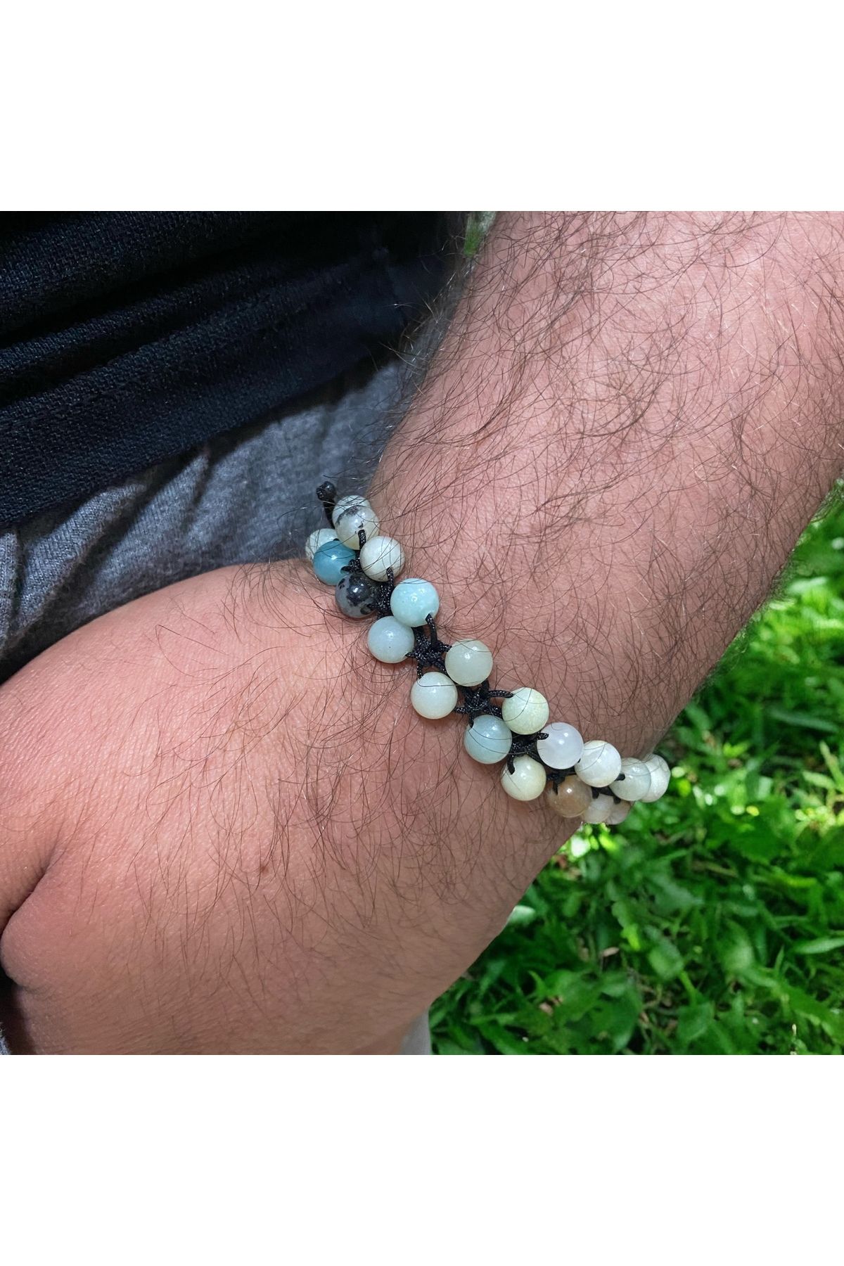 Kt 6 mm AMAZONİT DOĞALTAŞ MAKROME ÖRGÜ UNİSEX BİLEKLİK