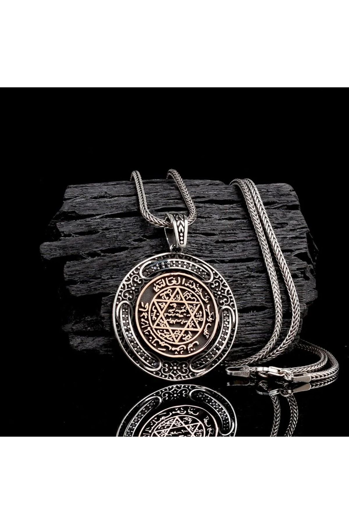shop Süleyman Mührü Madalyon 925 Ayar Gümüş Erkek Kolye