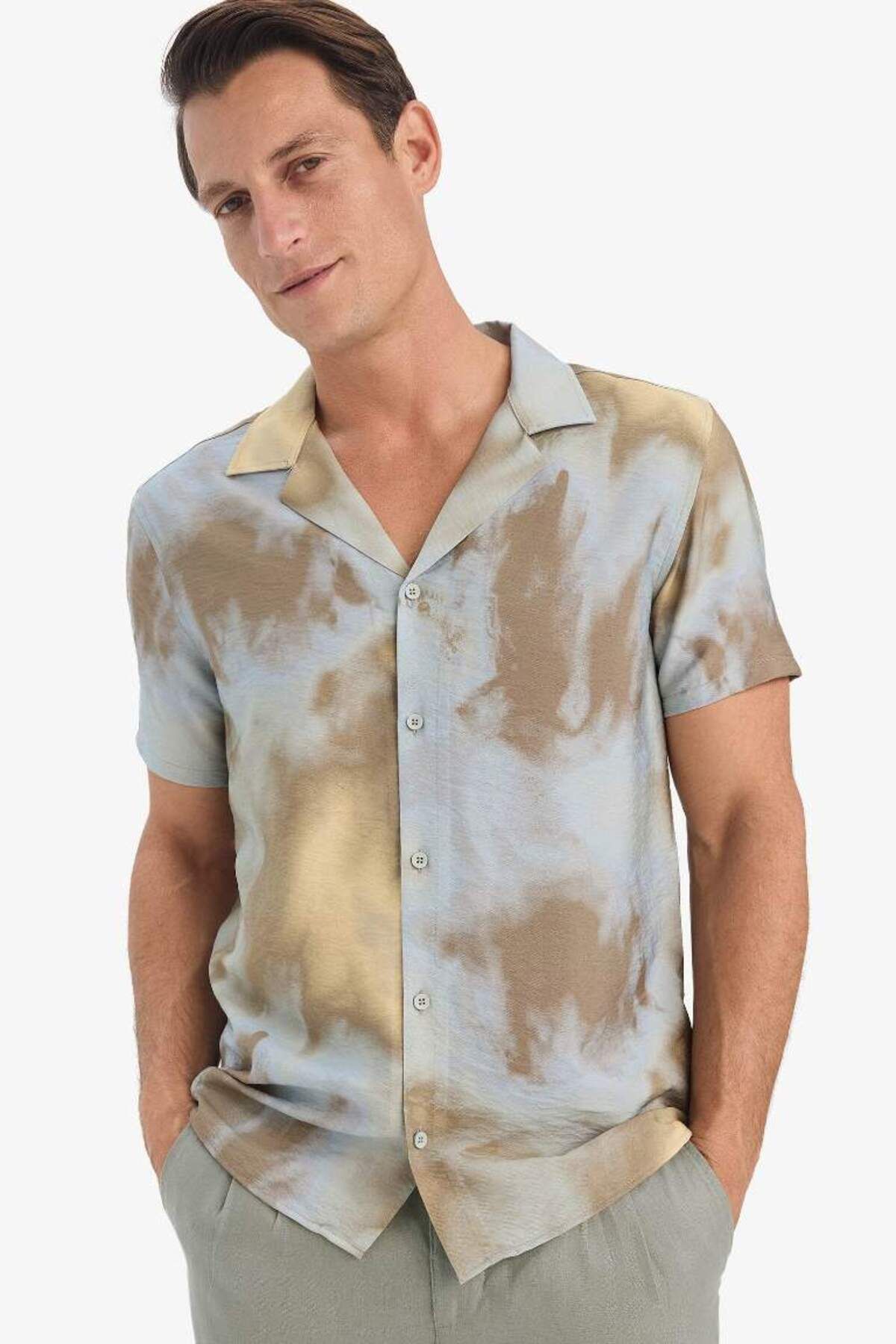 DeFacto Yeni Sezon Modern Fit Polo Yaka Aerobin Yazlık Kısa Kollu Gömlek