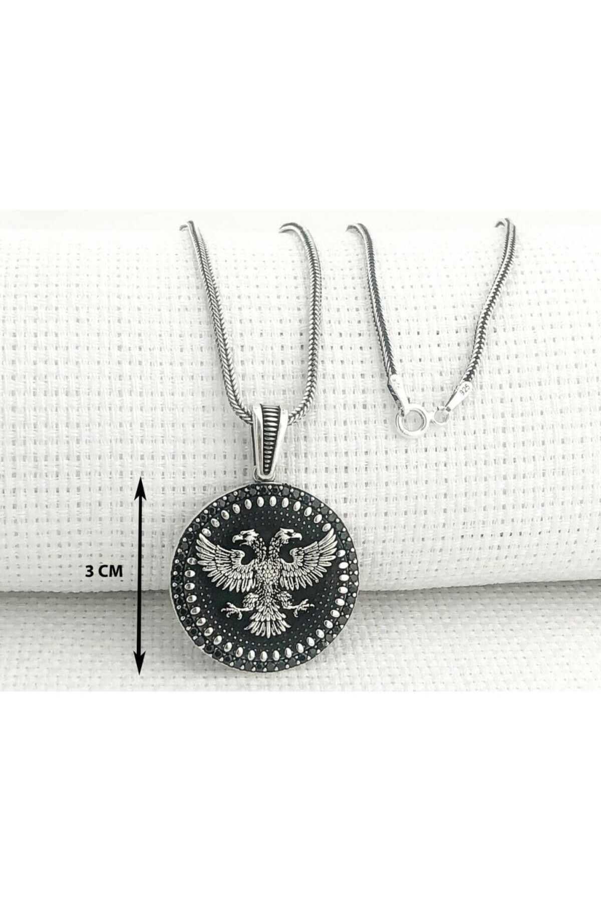 shop Kartal Çift Başlı 925 Ayar Gümüş Erkek Kolyesi