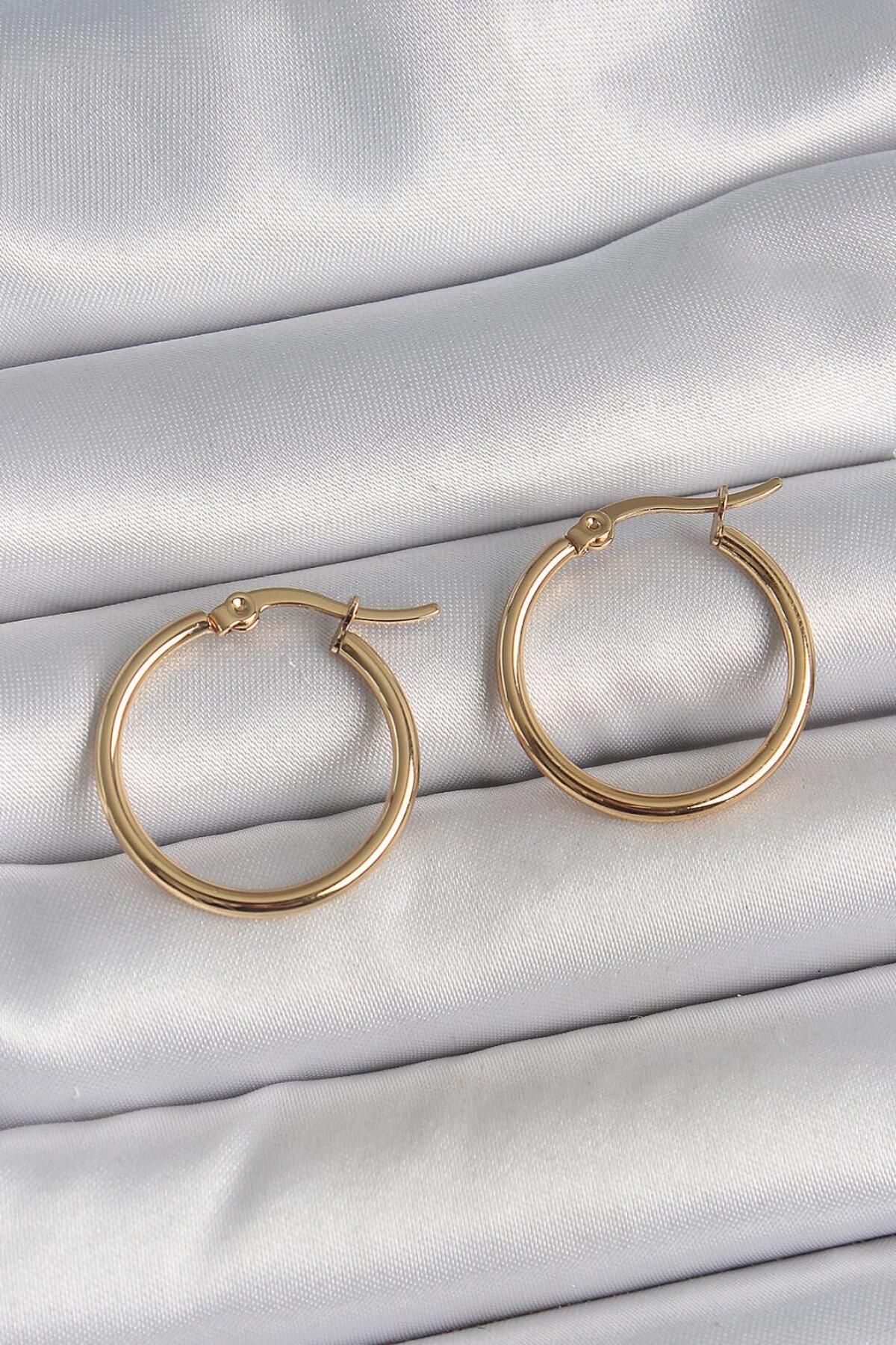 Cubmedikal 316 Çelik Gold Renk 22mm Kadın Halka Model Kadın Küpe