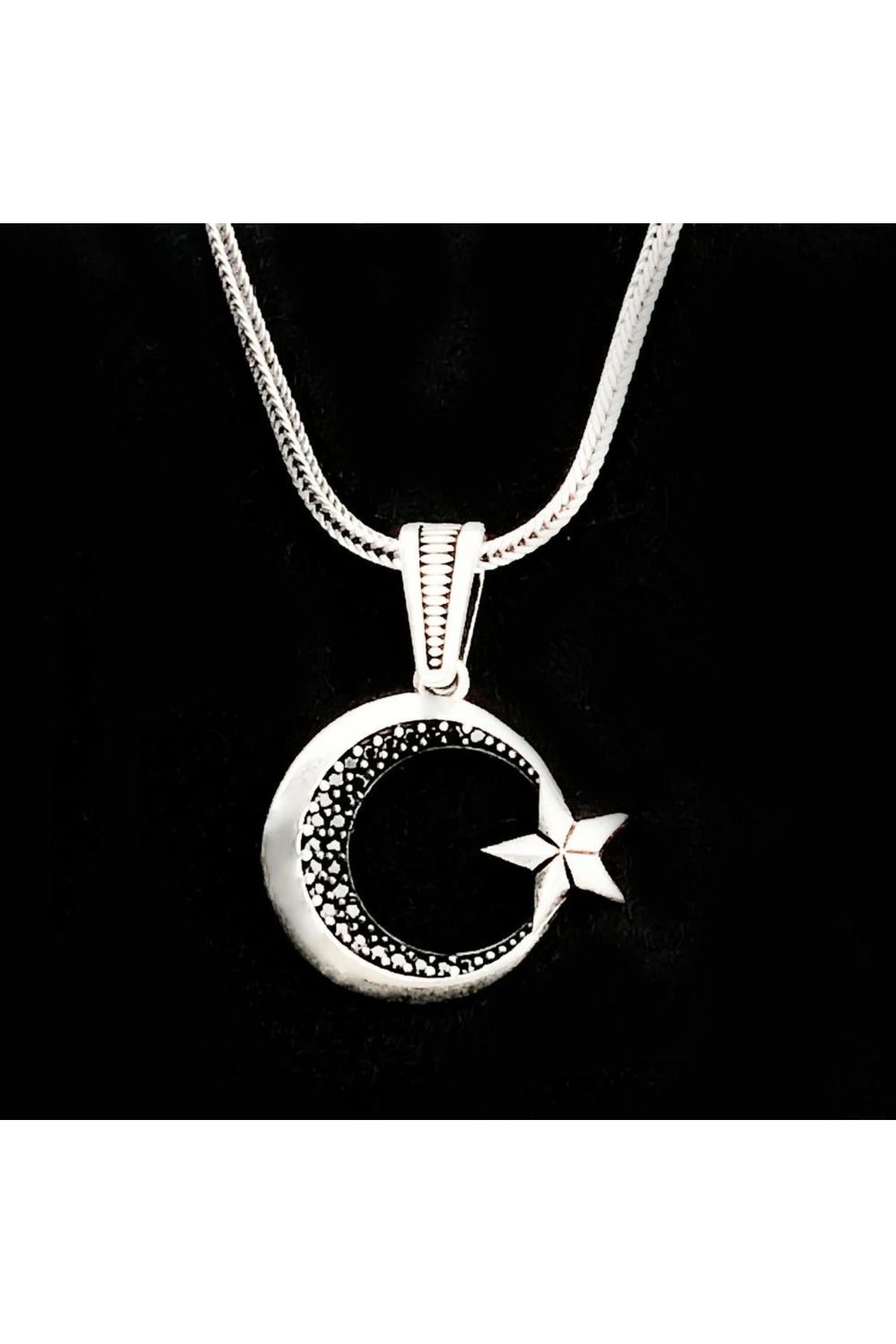 shop Ay Yıldızlı 925 Ayar Gümüş Erkek Kolye