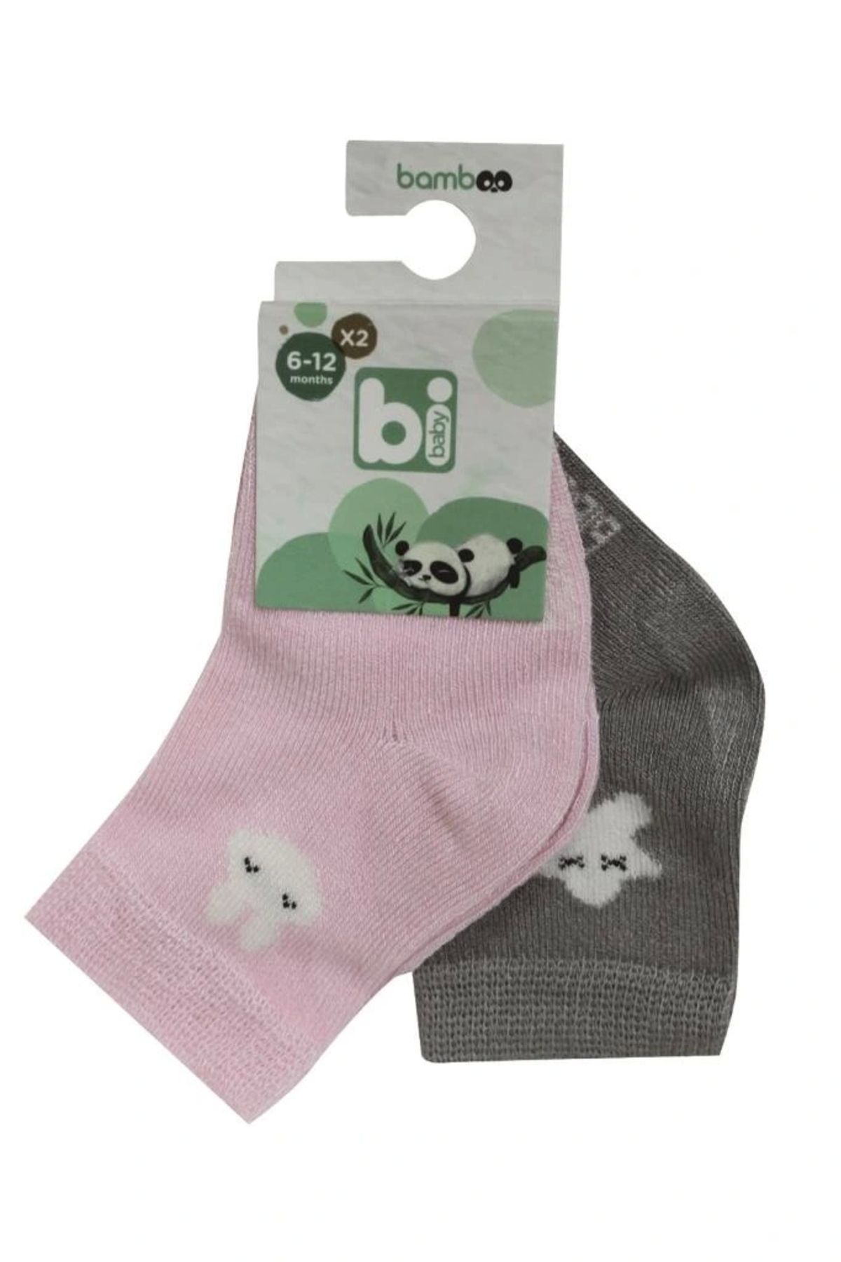OurStyles Desenli Bamboo 2'Li Çorap 68384 Pembe Gri